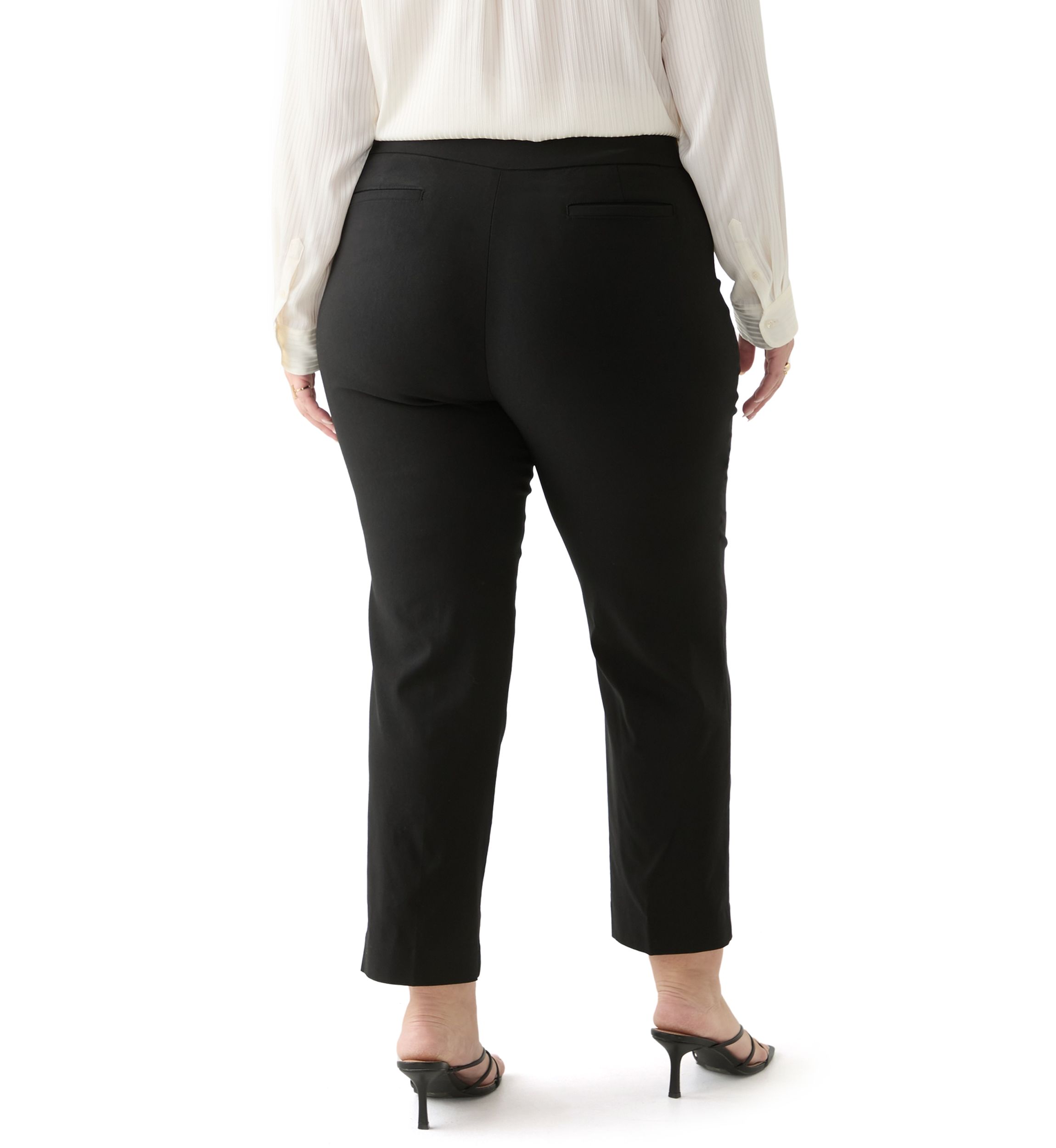 Plus Size Pull On Wide Waistband Straight Ankle Pants