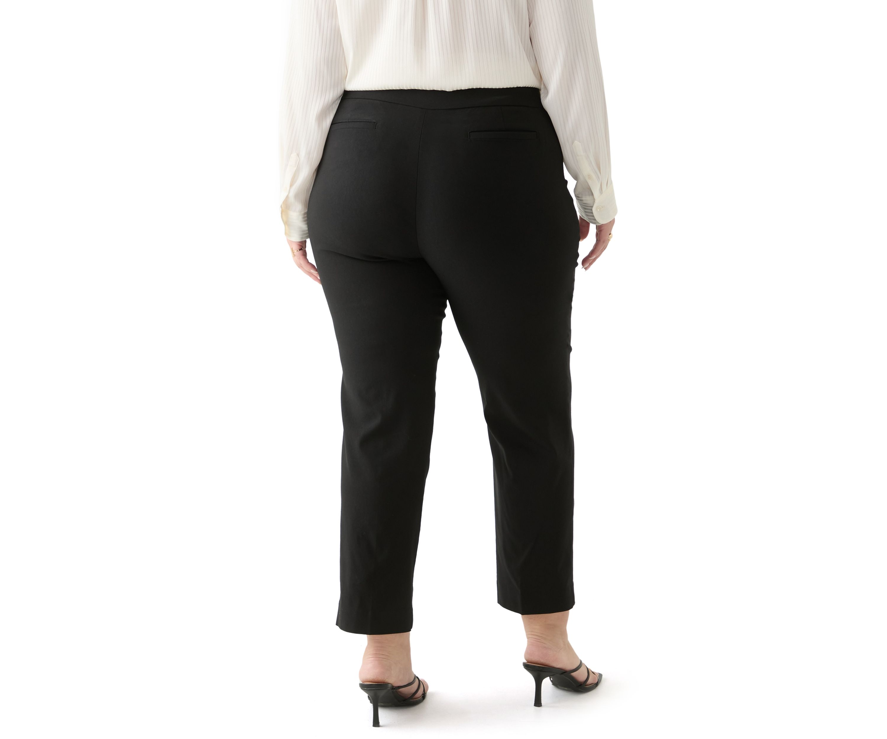 Plus Size Pull On Wide Waistband Straight Ankle Pants
