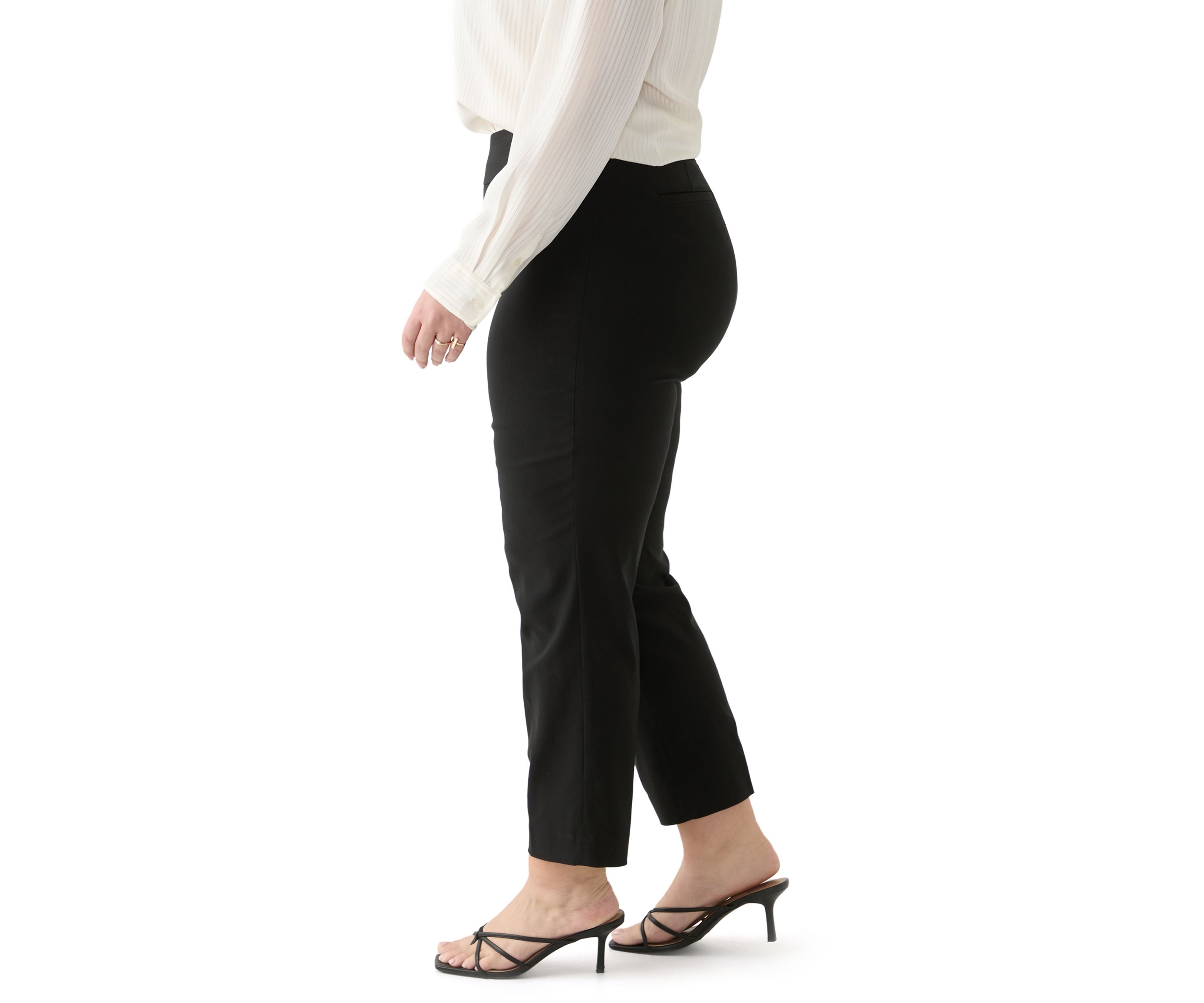 Plus Size Pull On Wide Waistband Straight Ankle Pants