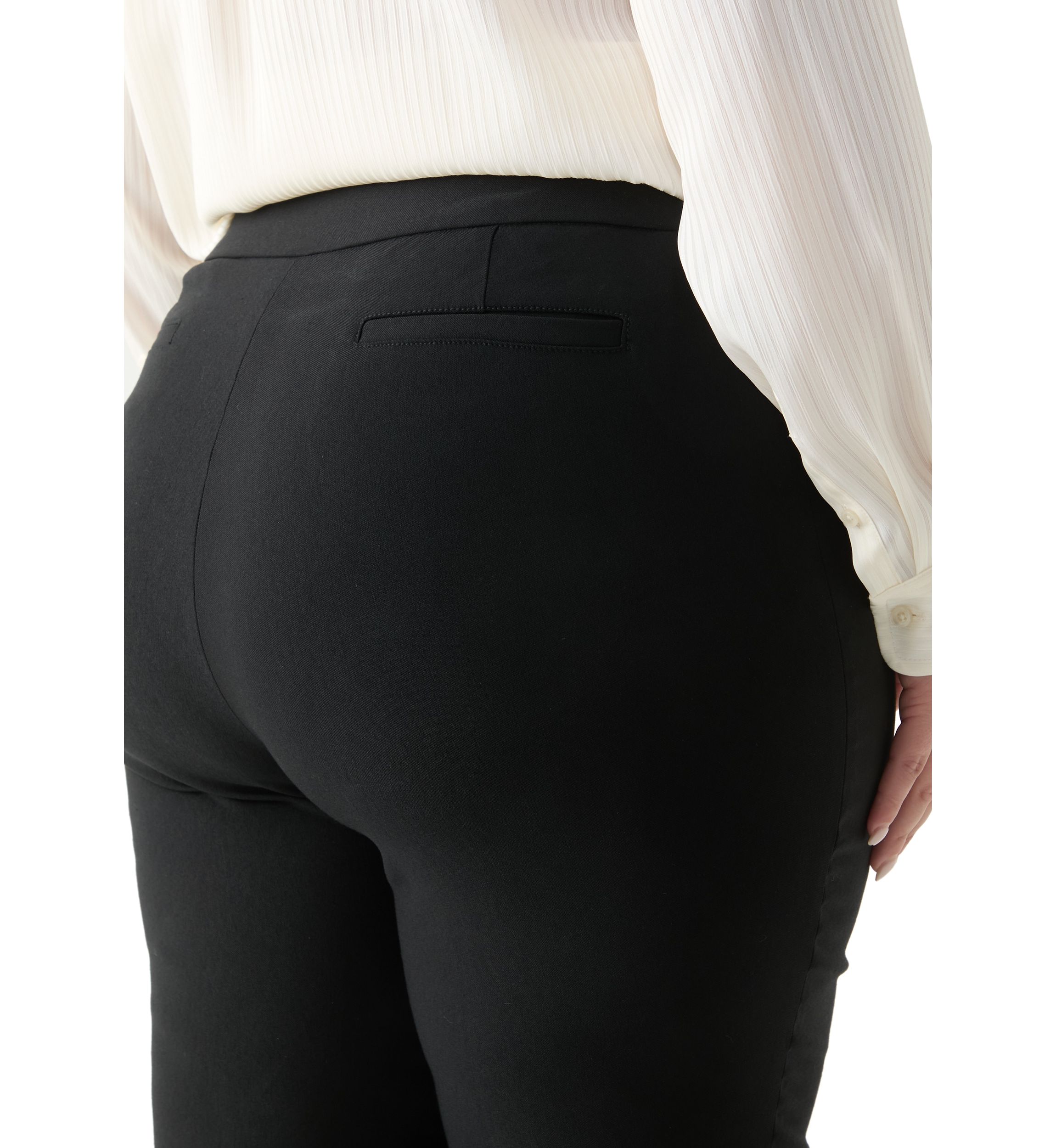 Plus Size Pull On Wide Waistband Straight Ankle Pants