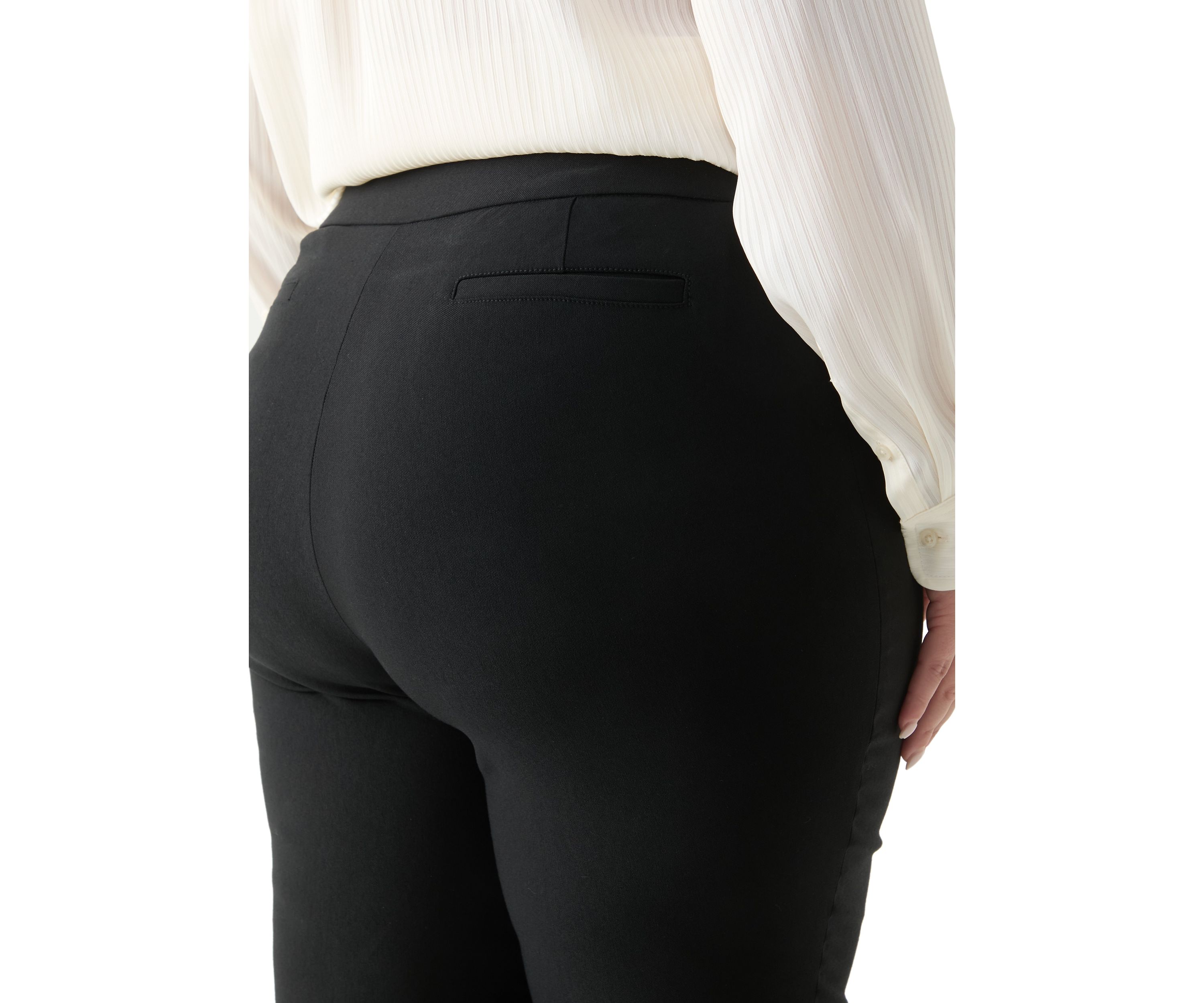 Plus Size Pull On Wide Waistband Straight Ankle Pants