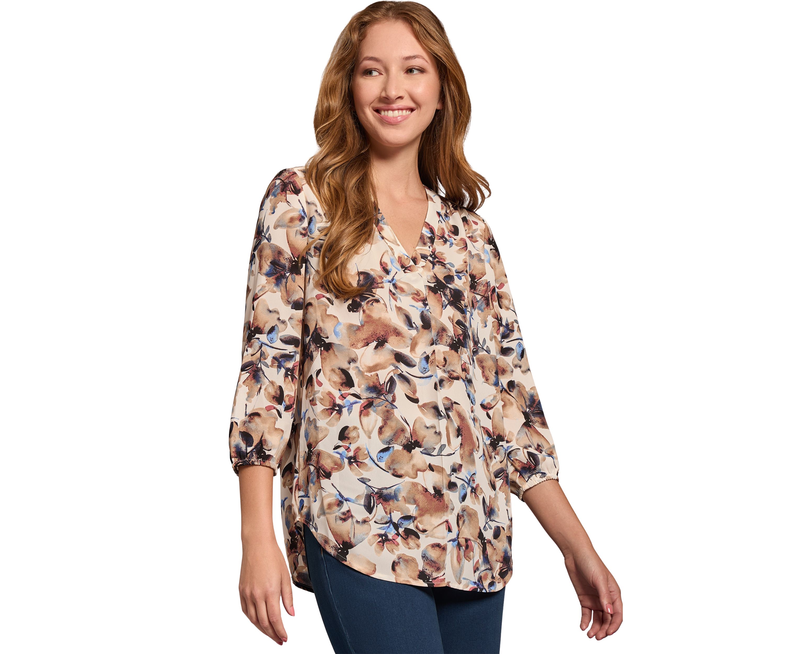 Womens 3/4 Sleeve V-Neck Tunic 