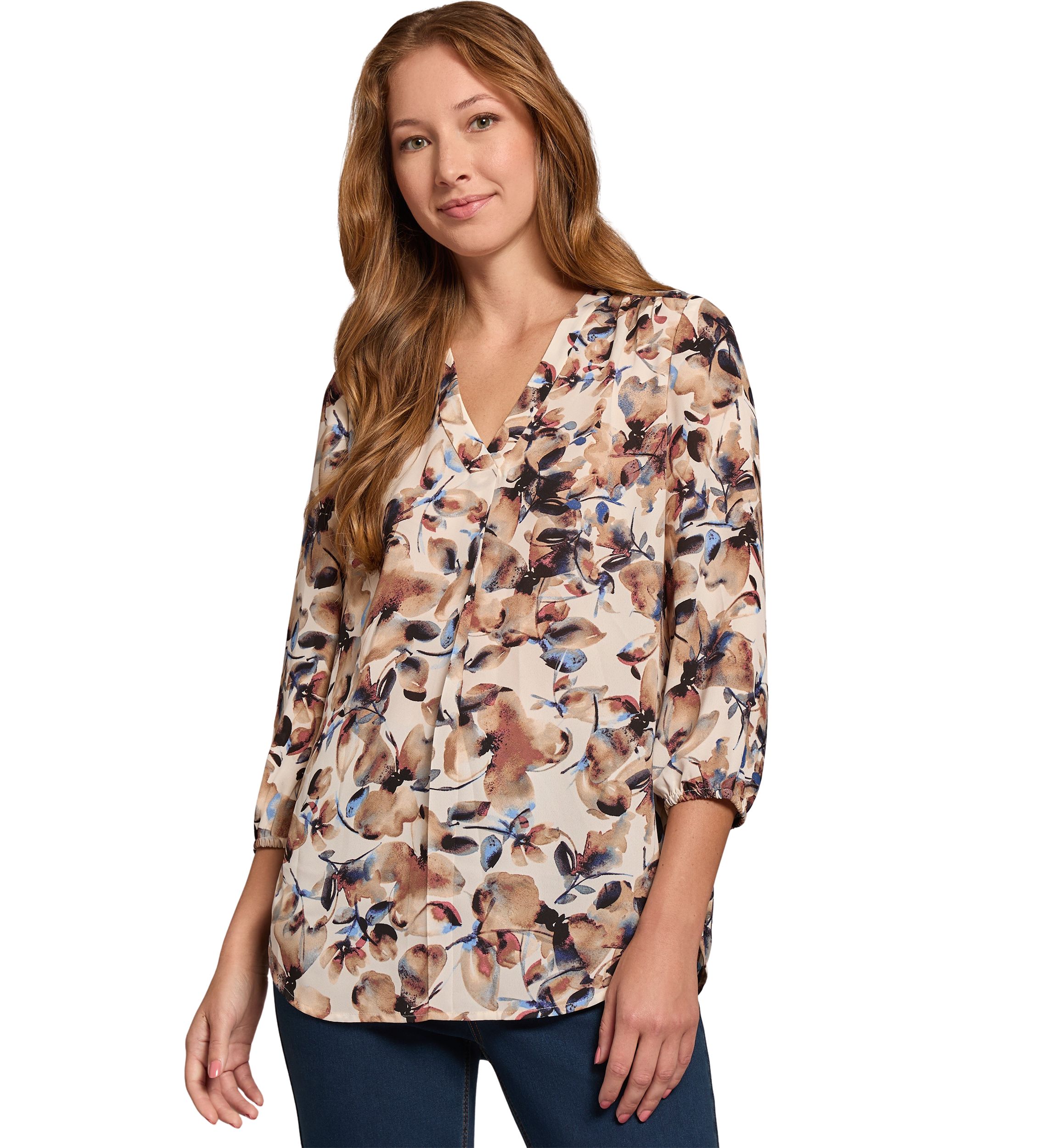 Womens 3/4 Sleeve V-Neck Tunic 