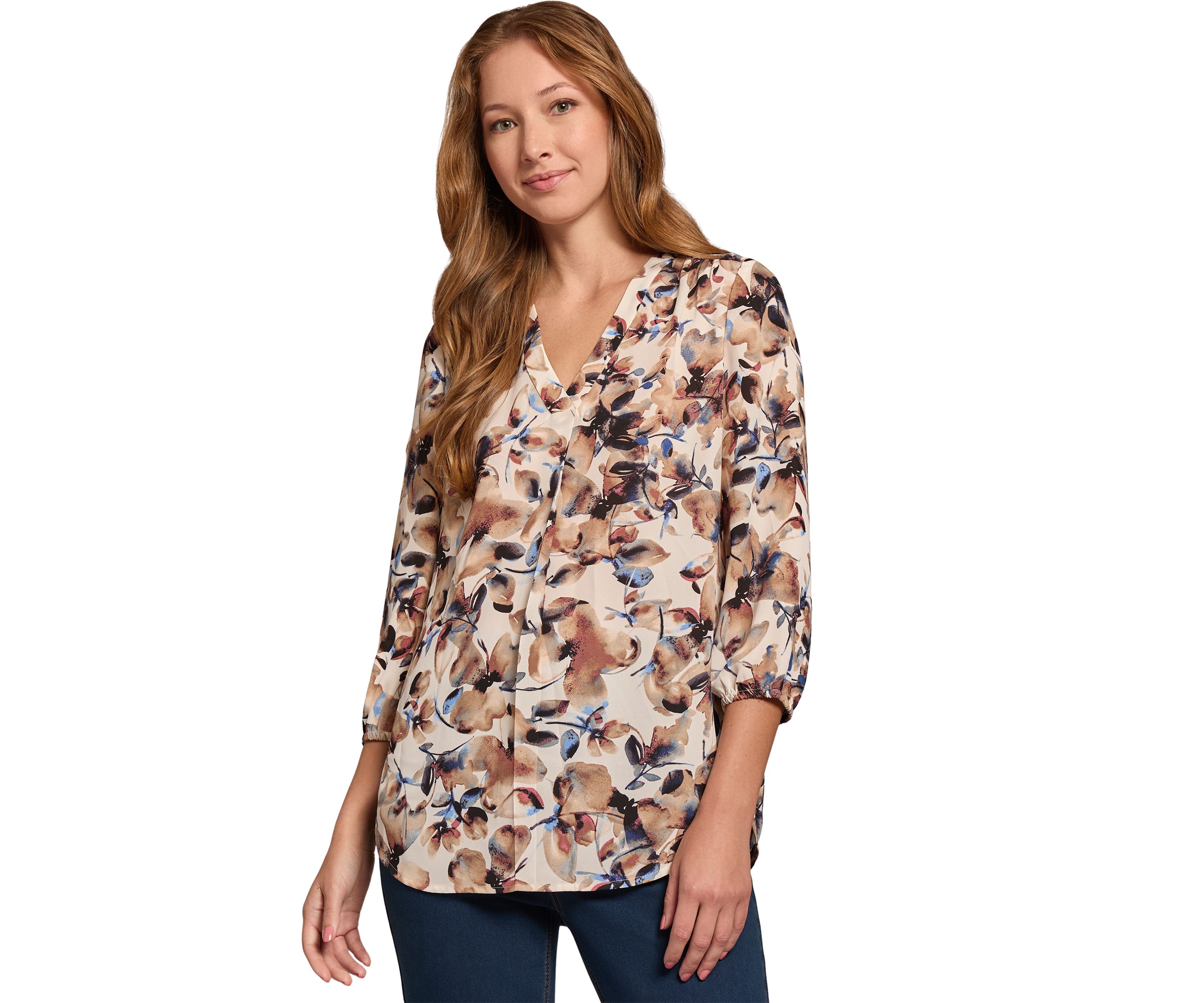 Womens 3/4 Sleeve V-Neck Tunic 