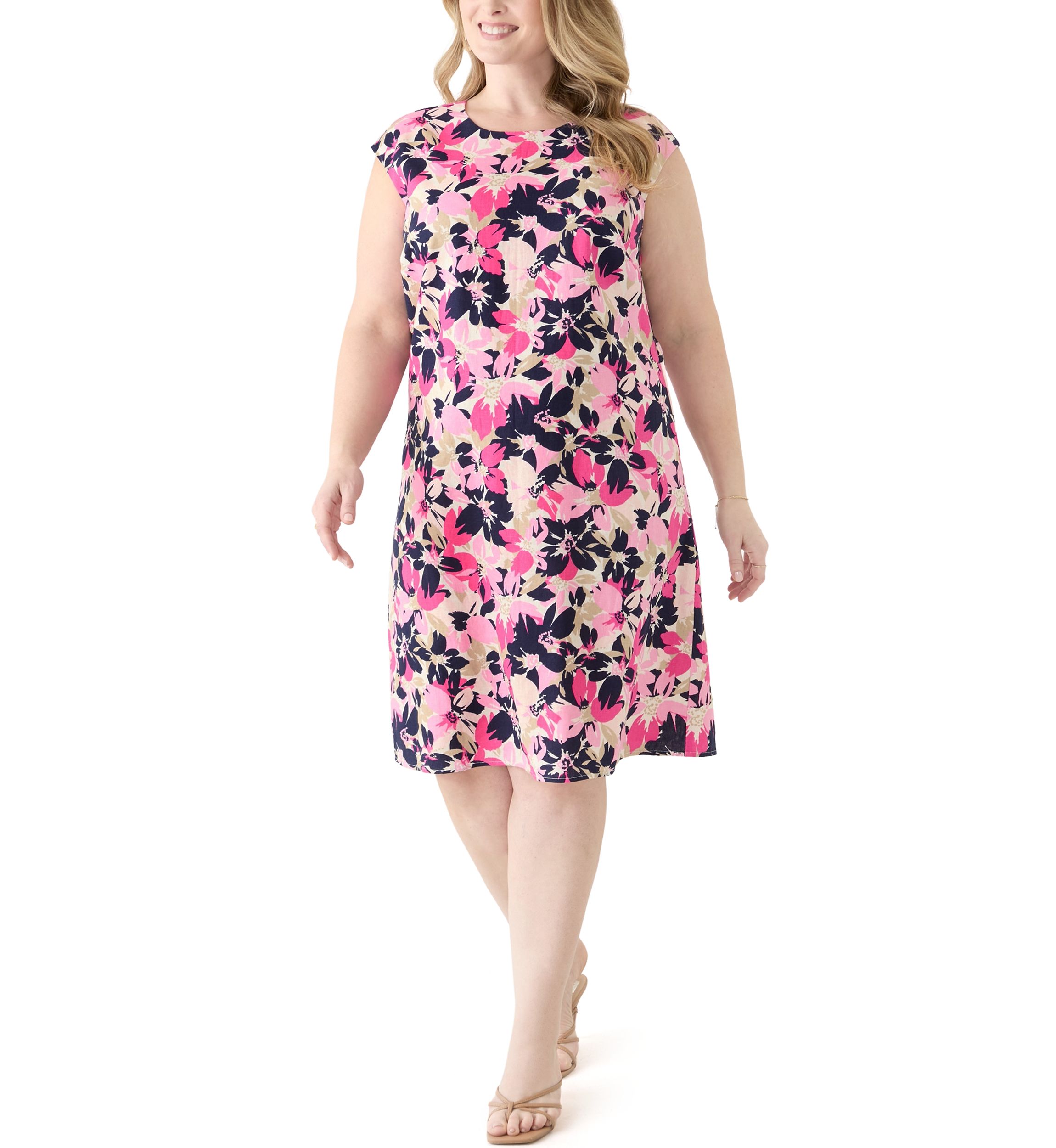 Plus Size Extended Cap Sleeve Swing Dress