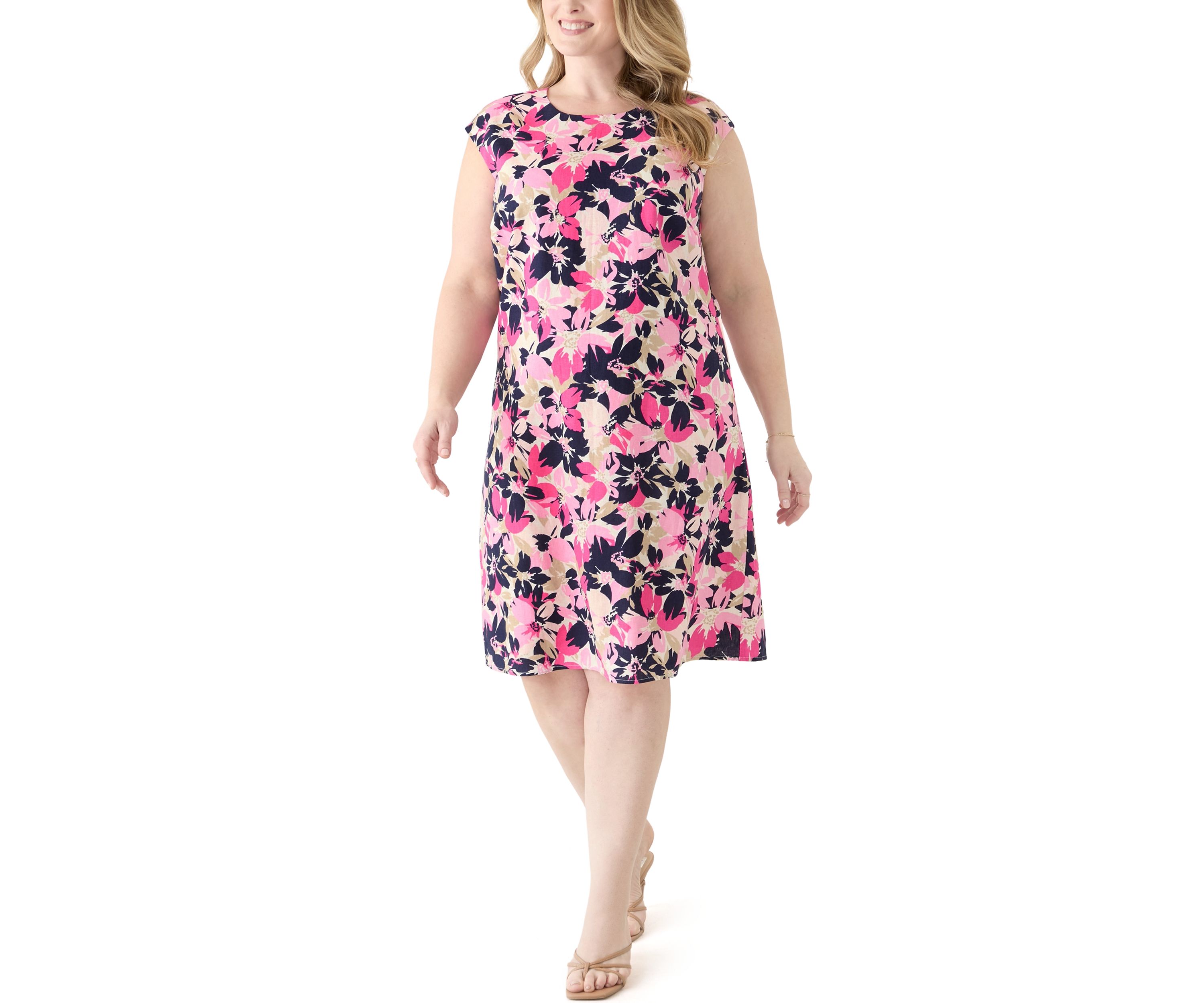 Plus Size Extended Cap Sleeve Swing Dress