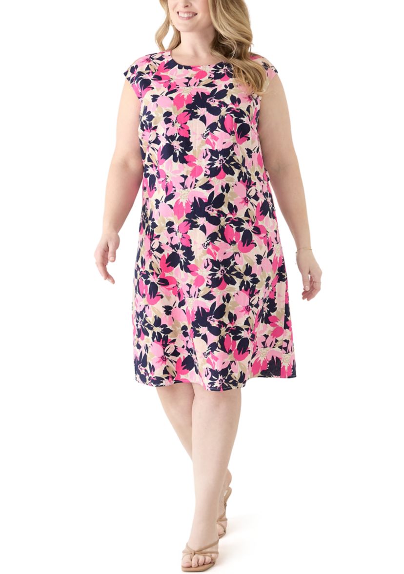 Plus Size Extended Cap Sleeve Swing Dress