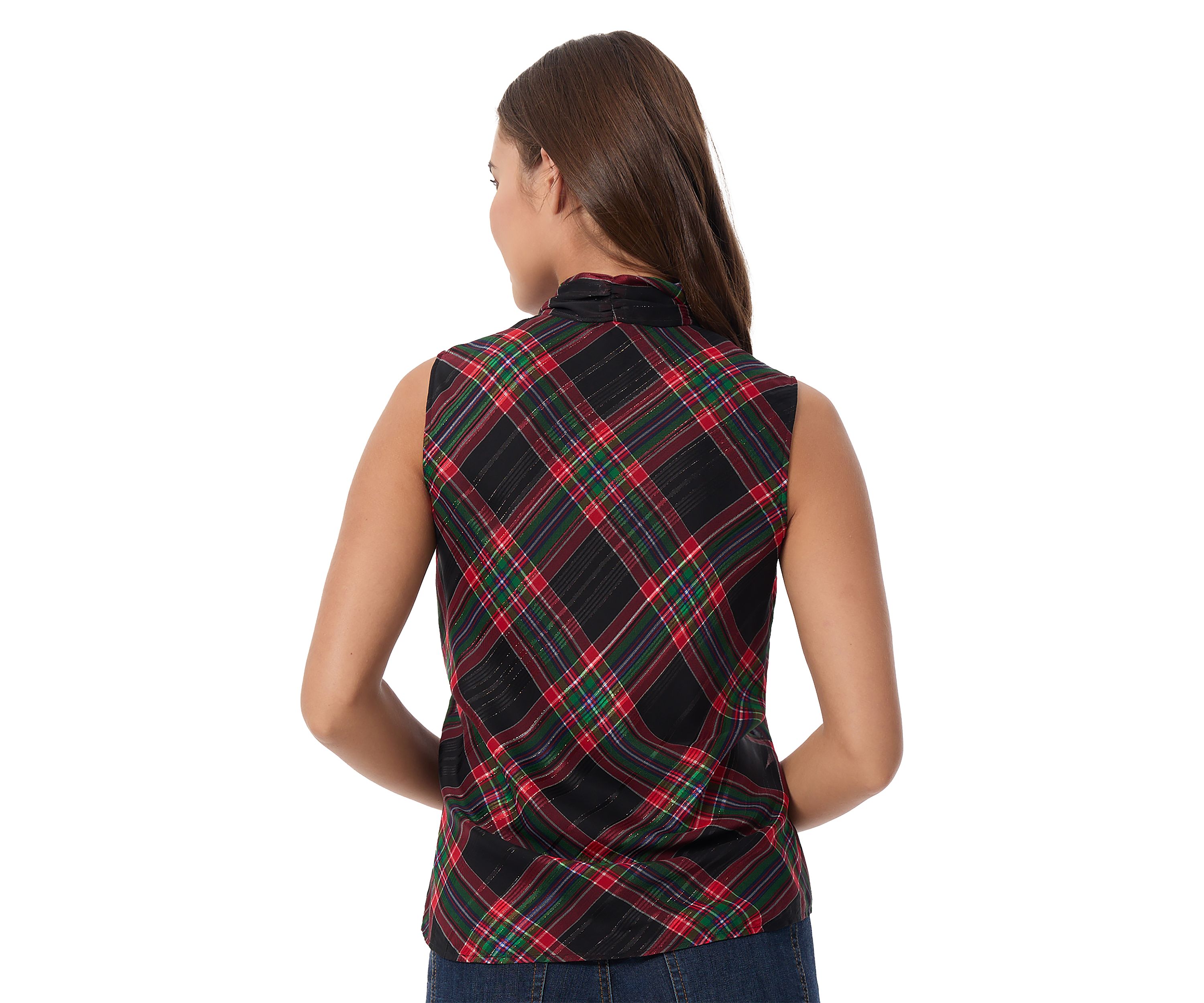 Petite Sleeveless Bow Neck Blouse