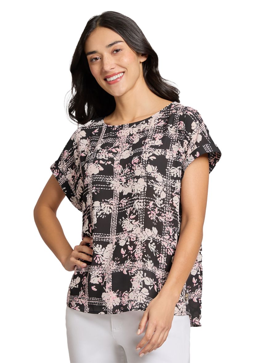 Womens Short Sleeve Side Button Blouse 