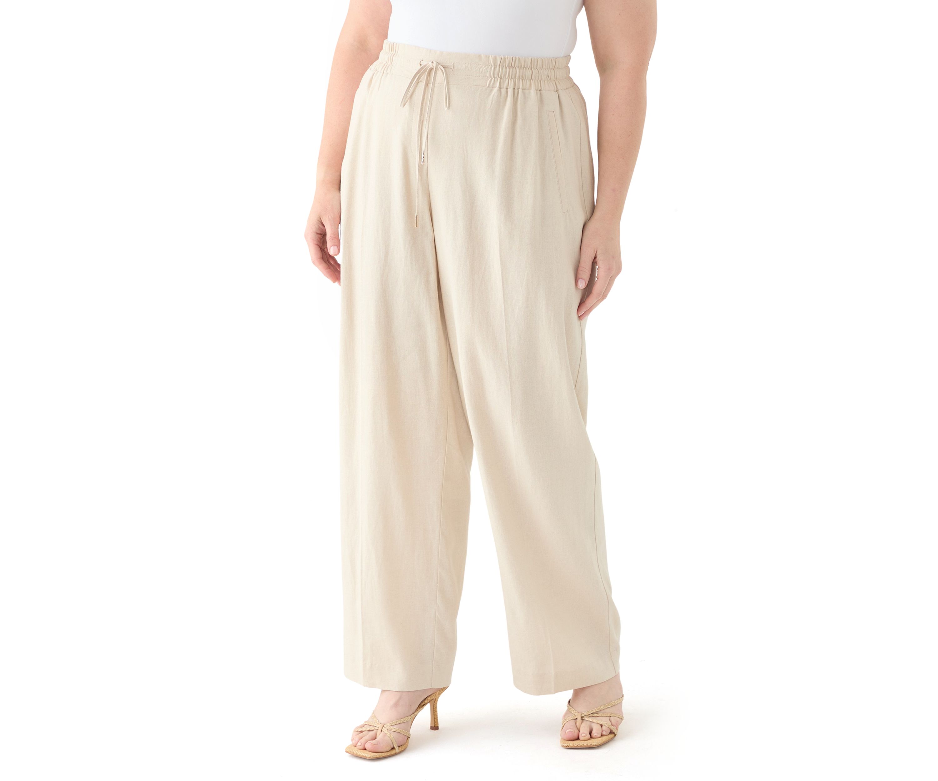 Plus Size Pull On D String Welt Pocket Pants 
