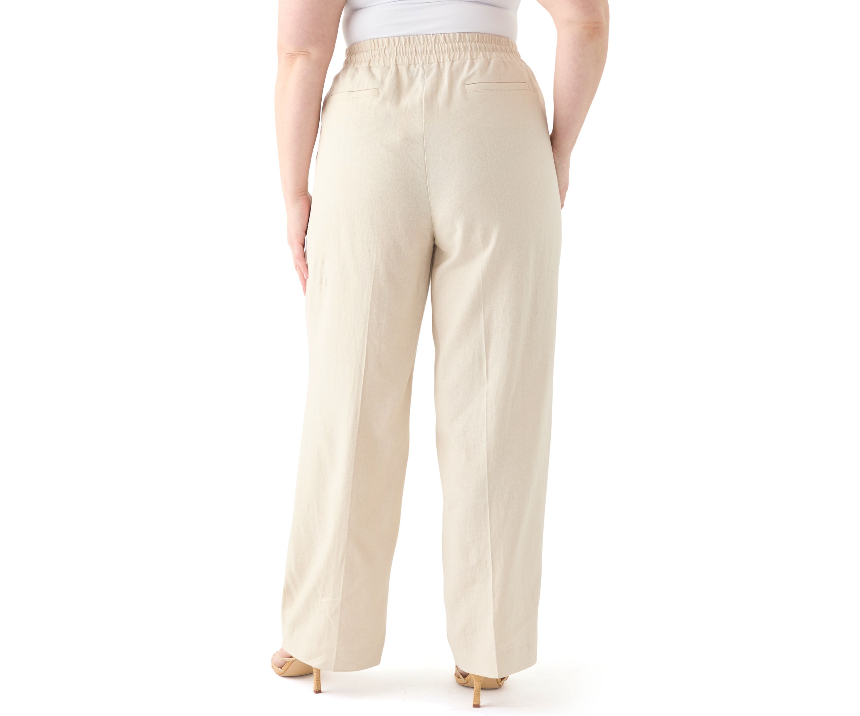 Plus Size Pull On D String Welt Pocket Pants 