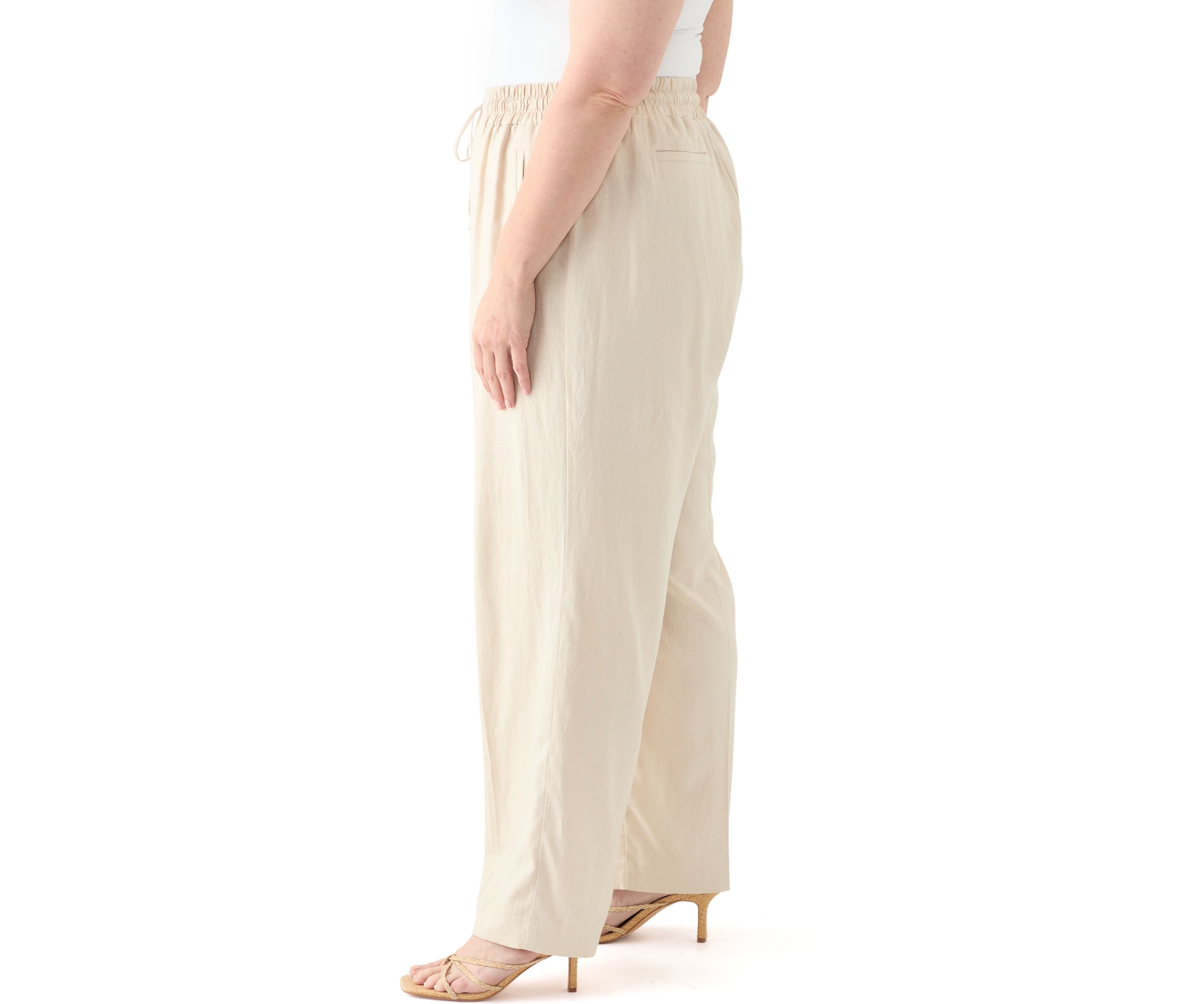 Plus Size Pull On D String Welt Pocket Pants 