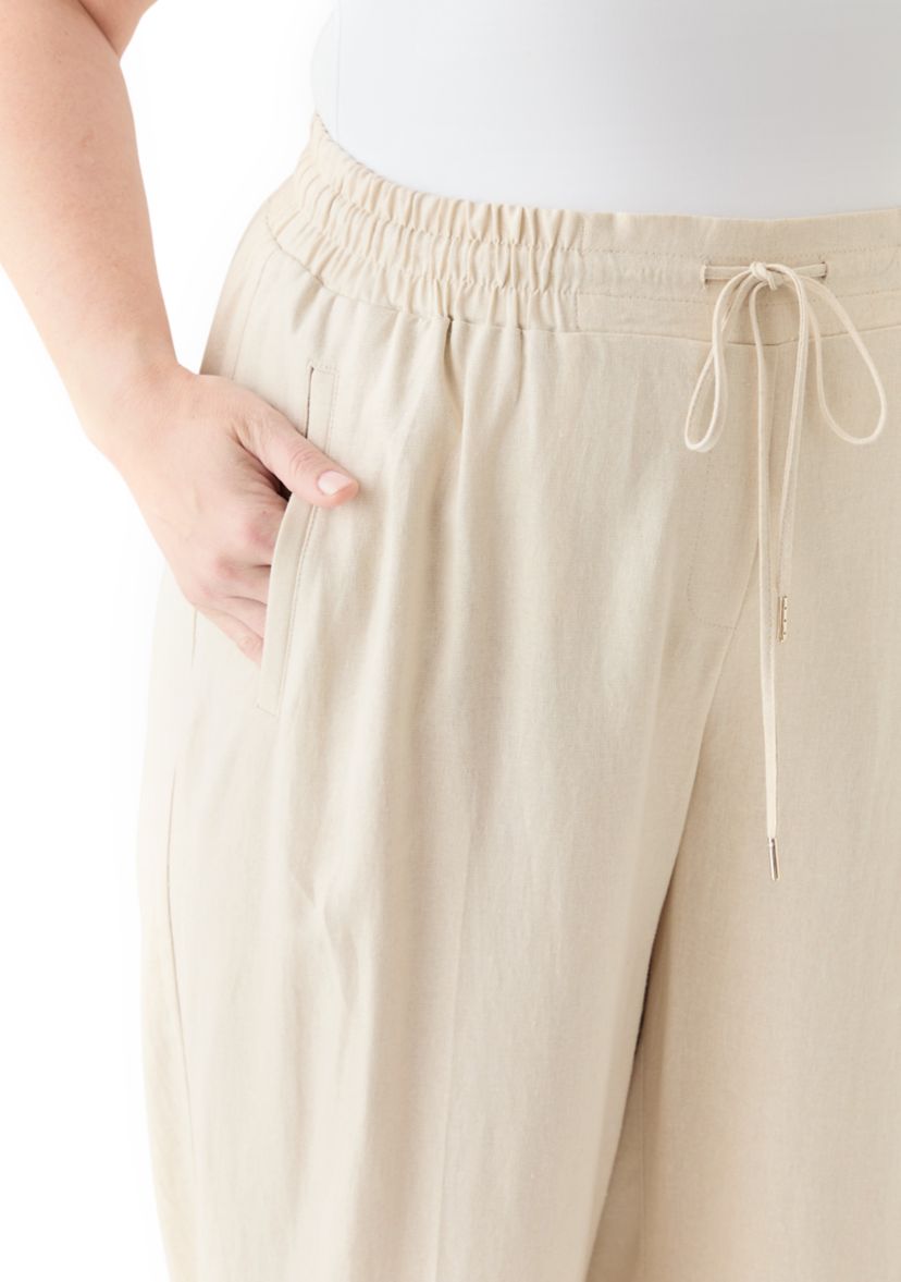 Plus Size Pull On D String Welt Pocket Pants 
