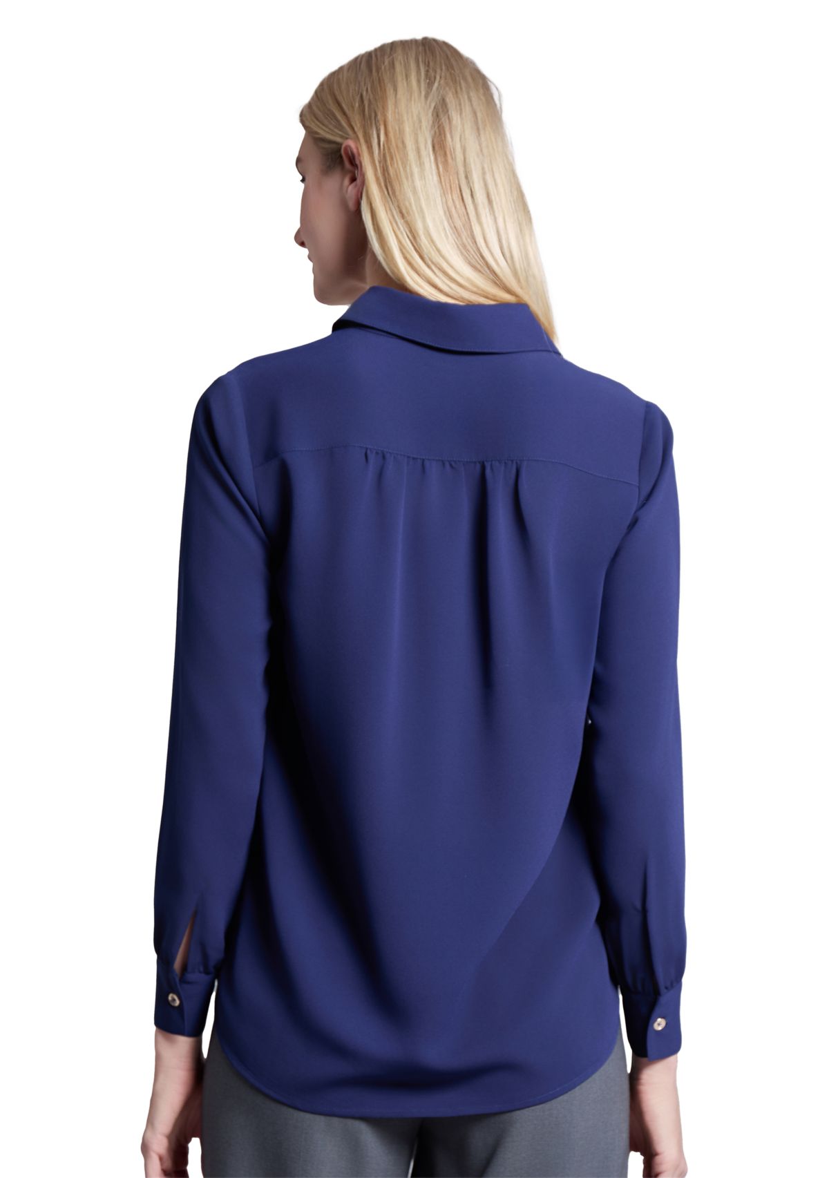 Womens Long Sleeve Side Button Popover Top 