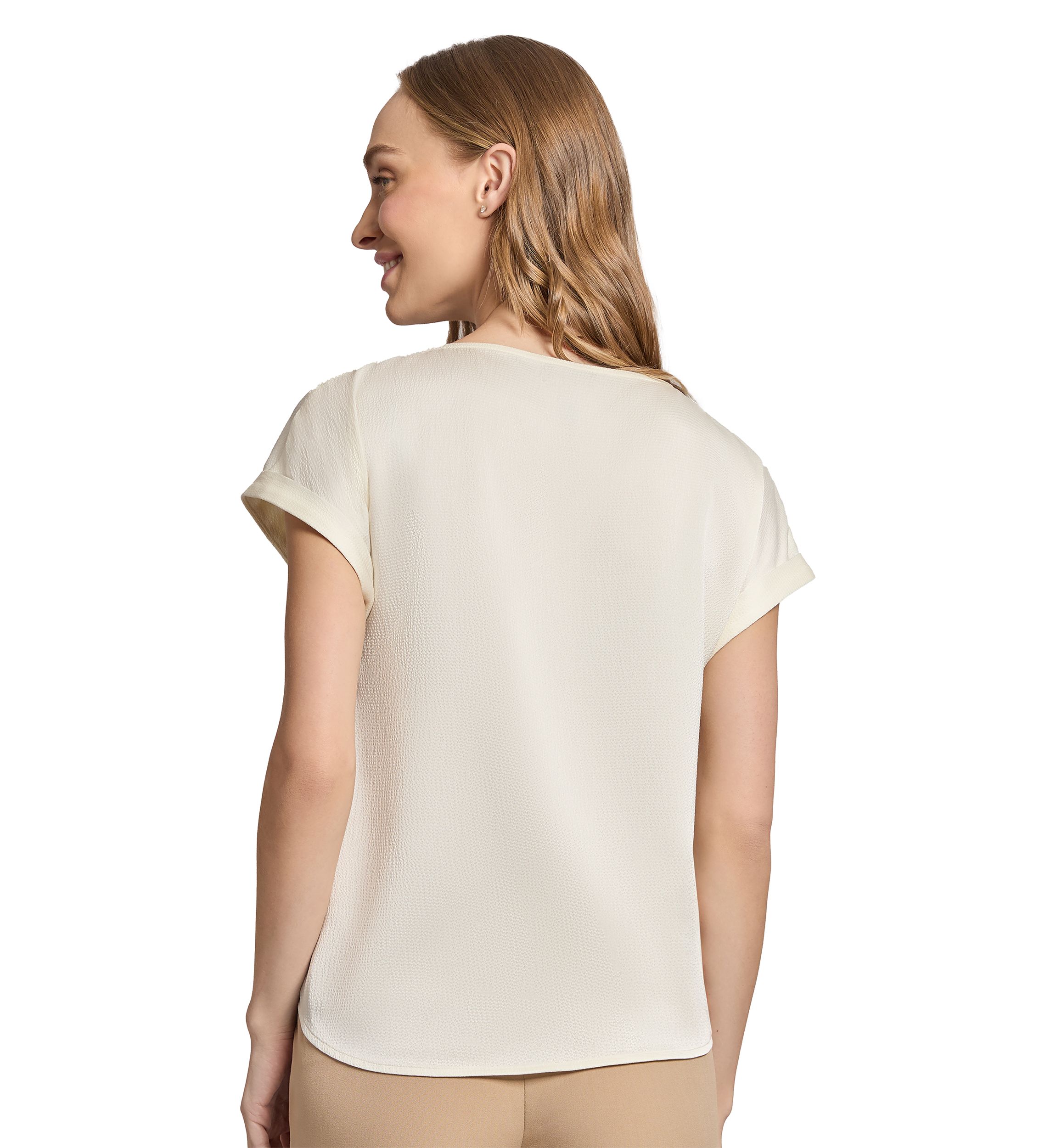 Womens Short Sleeve Side Button Blouse