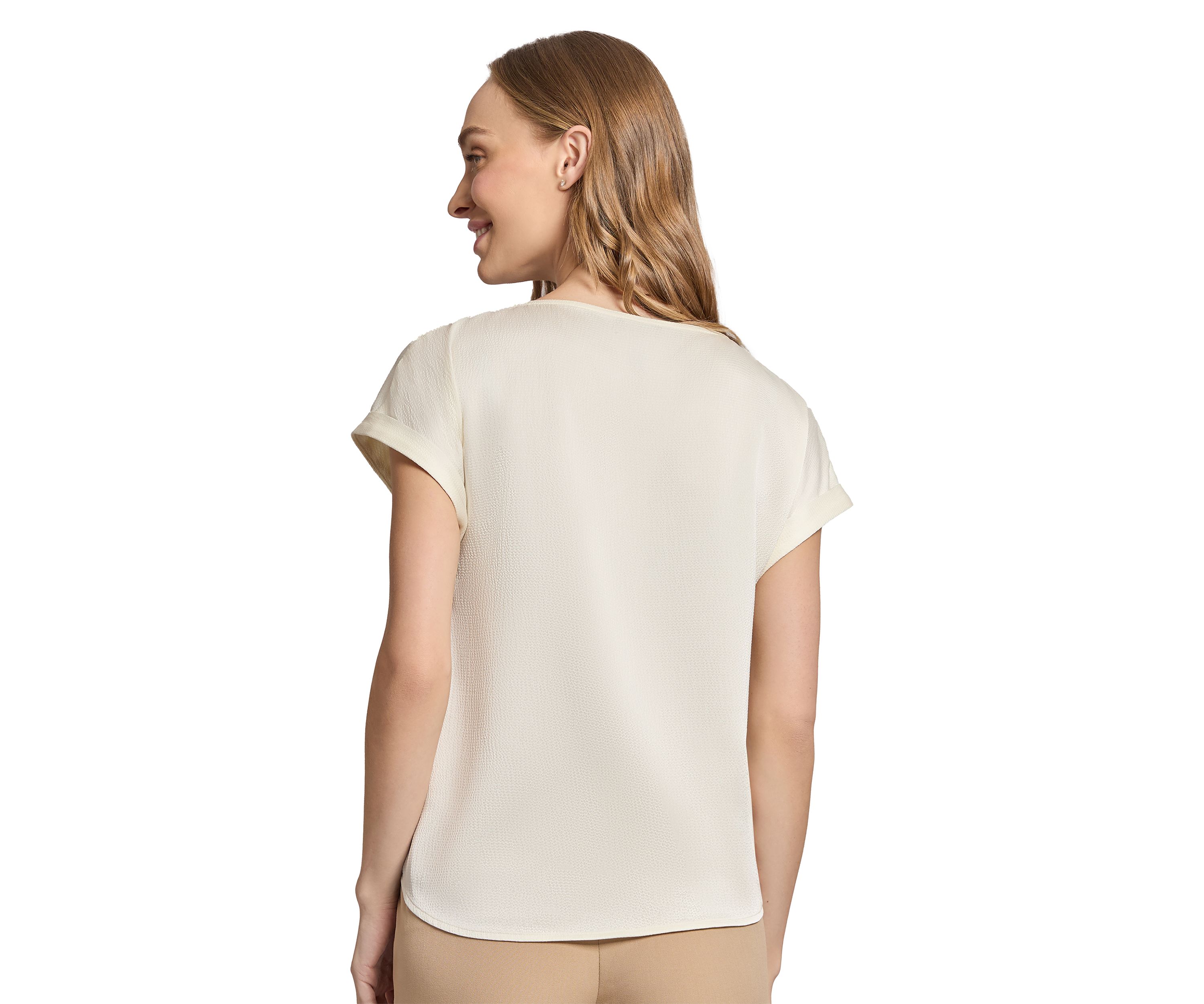 Womens Short Sleeve Side Button Blouse