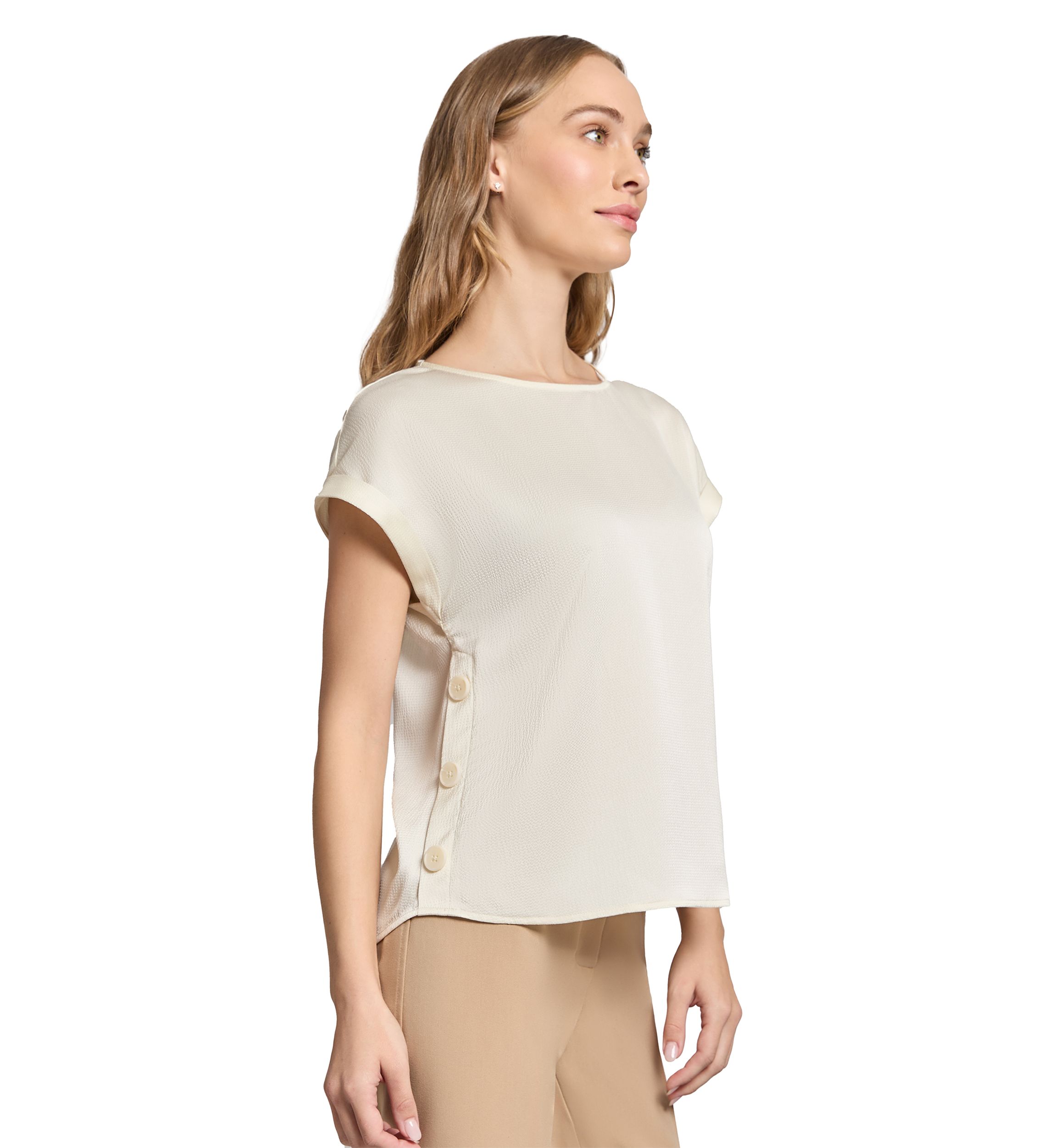 Womens Short Sleeve Side Button Blouse