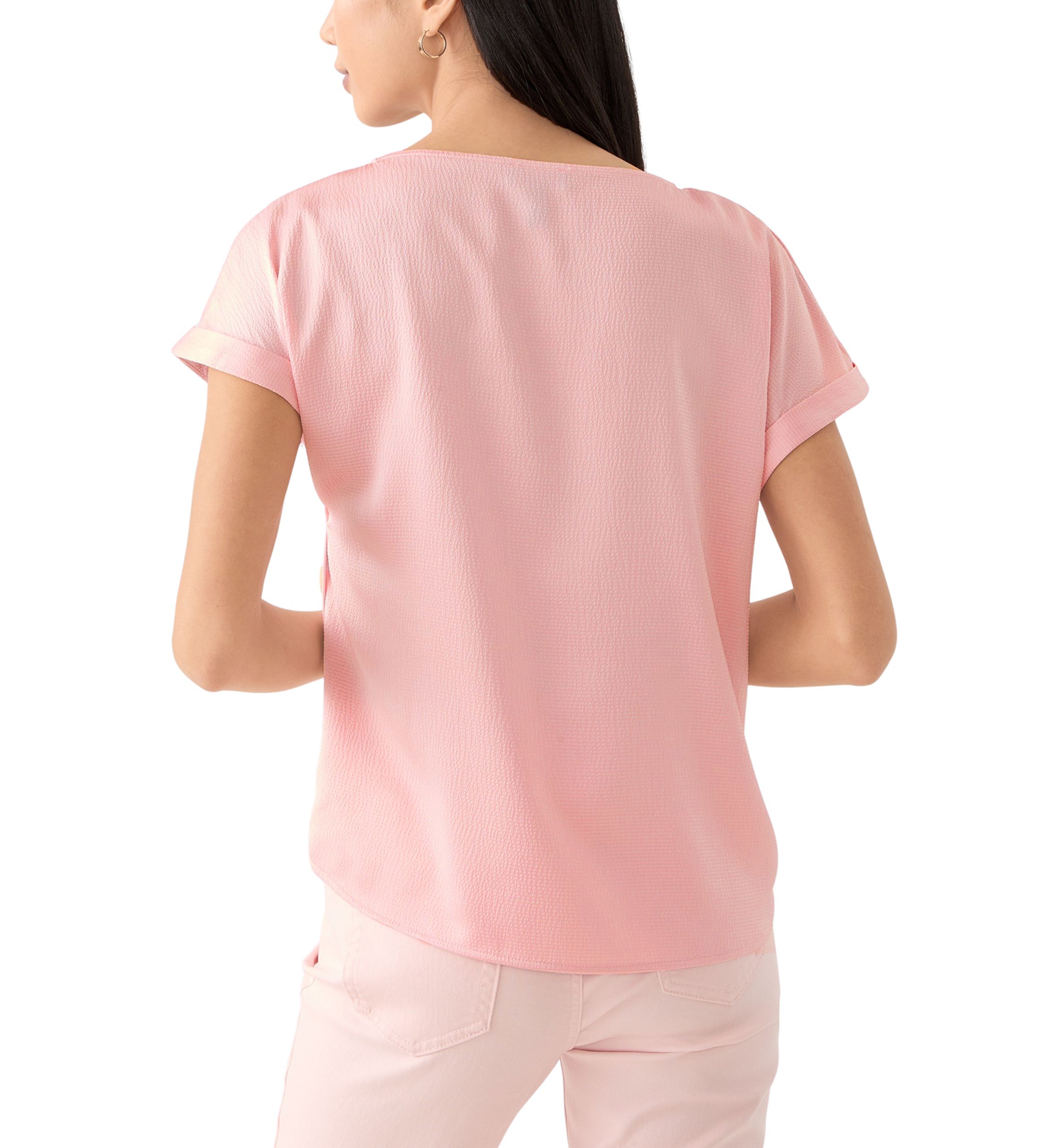 Petite Short Sleeve Side Button Blouse