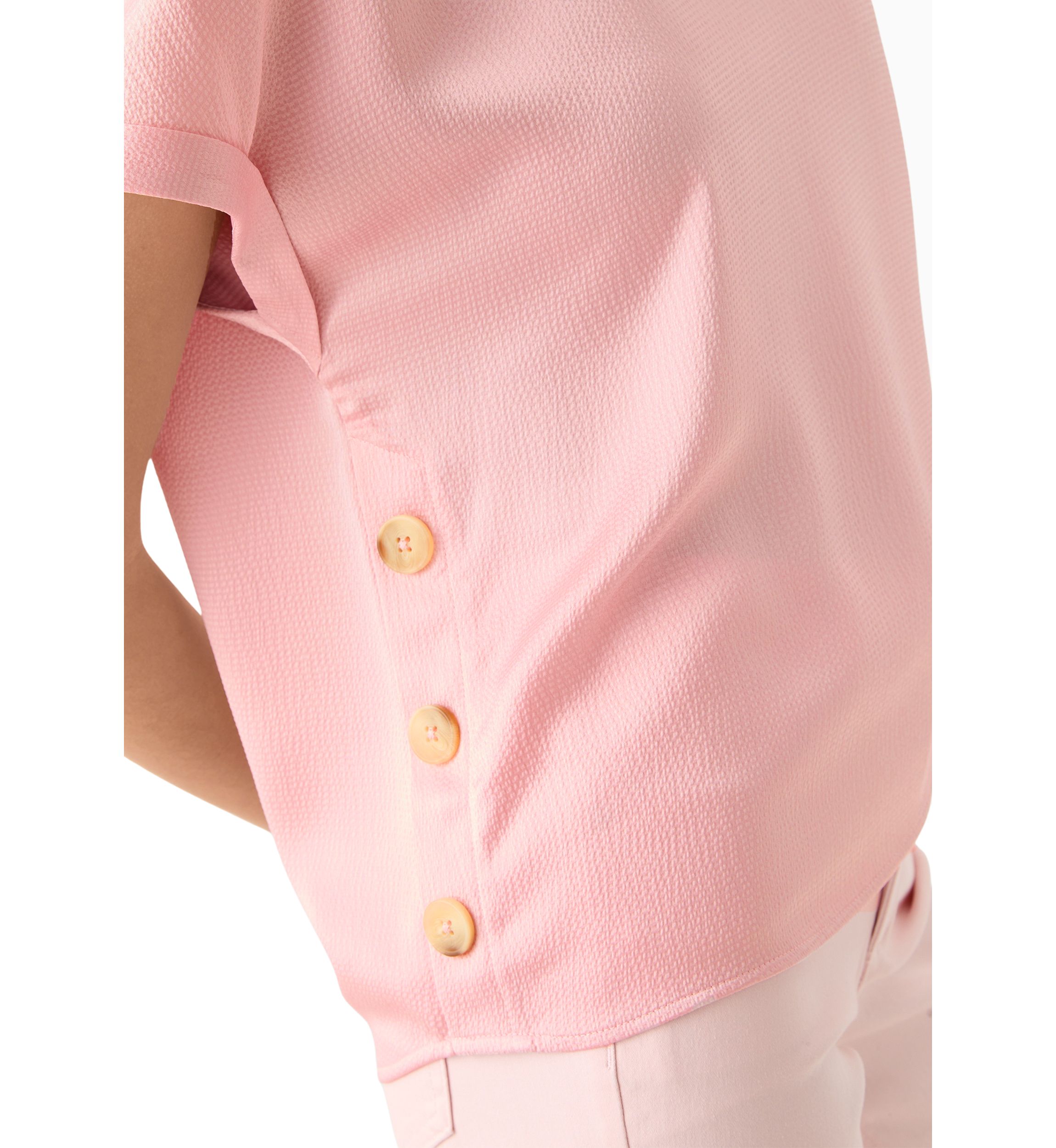 Petite Short Sleeve Side Button Blouse