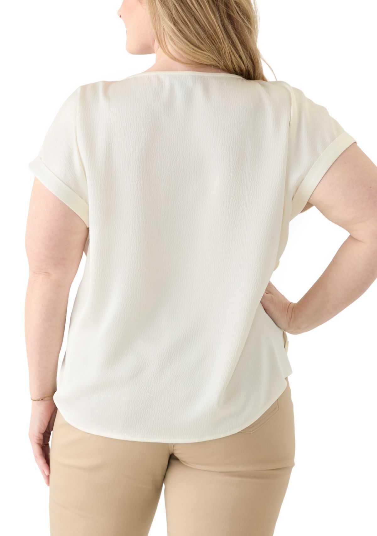 Plus Size Short Sleeve Side Button Blouse 