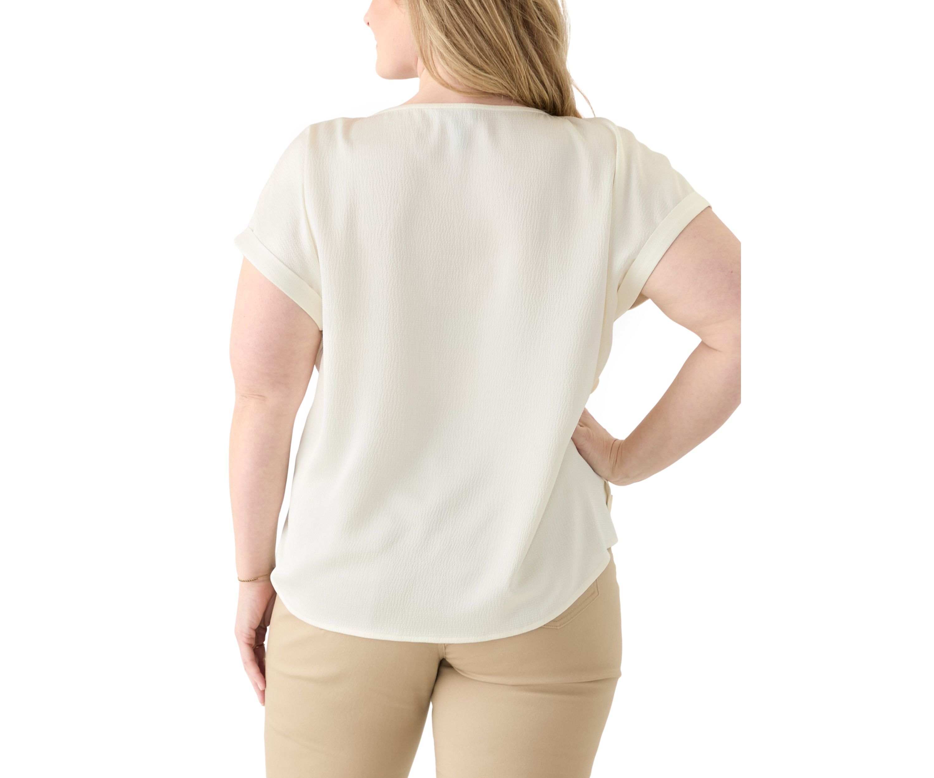 Plus Size Short Sleeve Side Button Blouse 