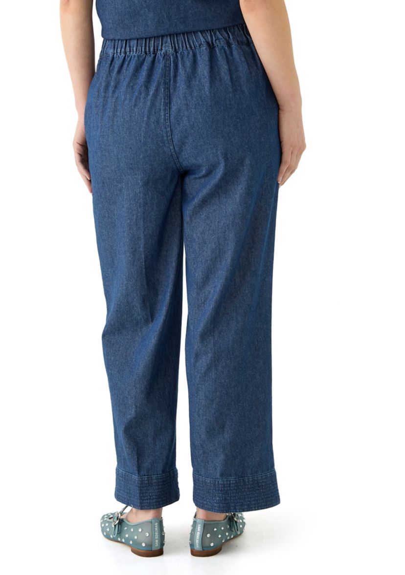 Petite Tie Waist Stitch Hem Pants