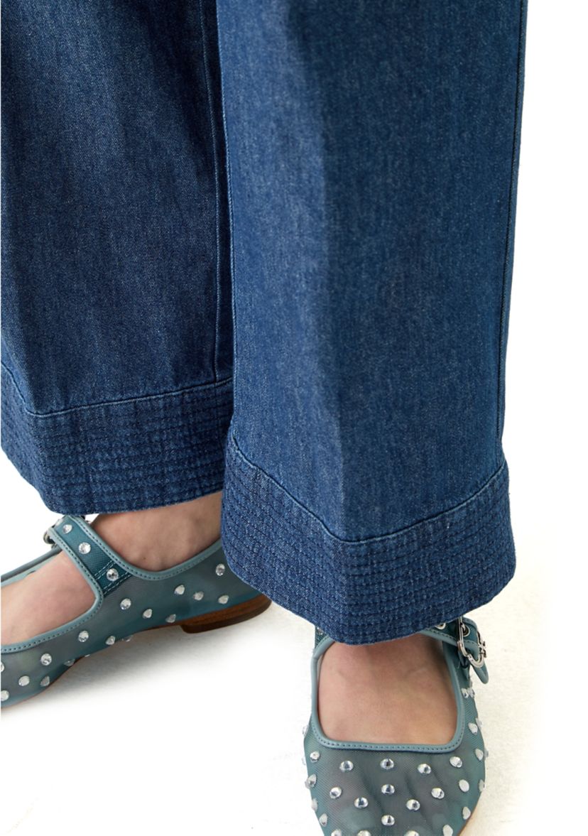Petite Tie Waist Stitch Hem Pants