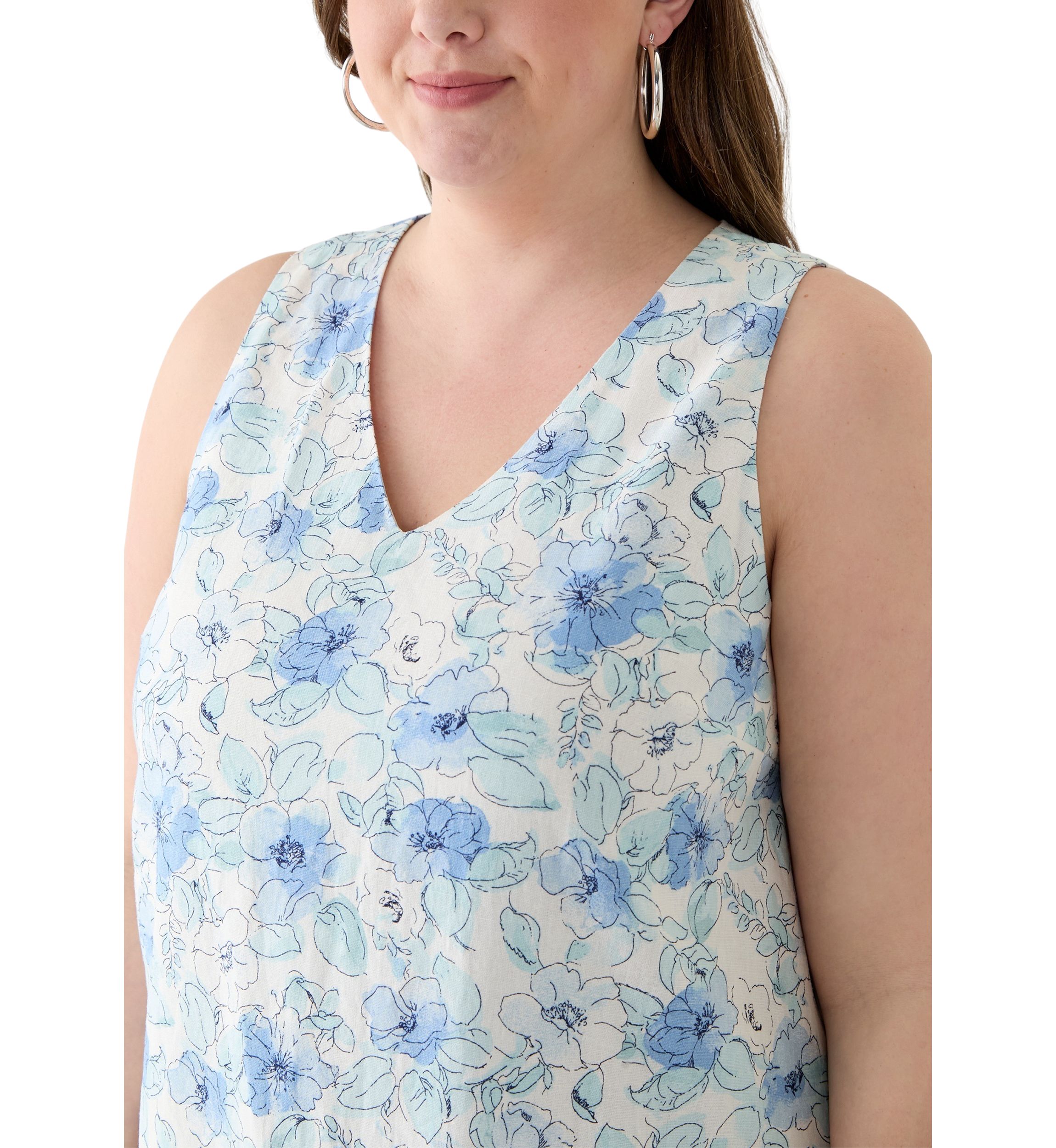 Plus Size Gina V-Neck Sleeveless Trapeze Woven Dress 