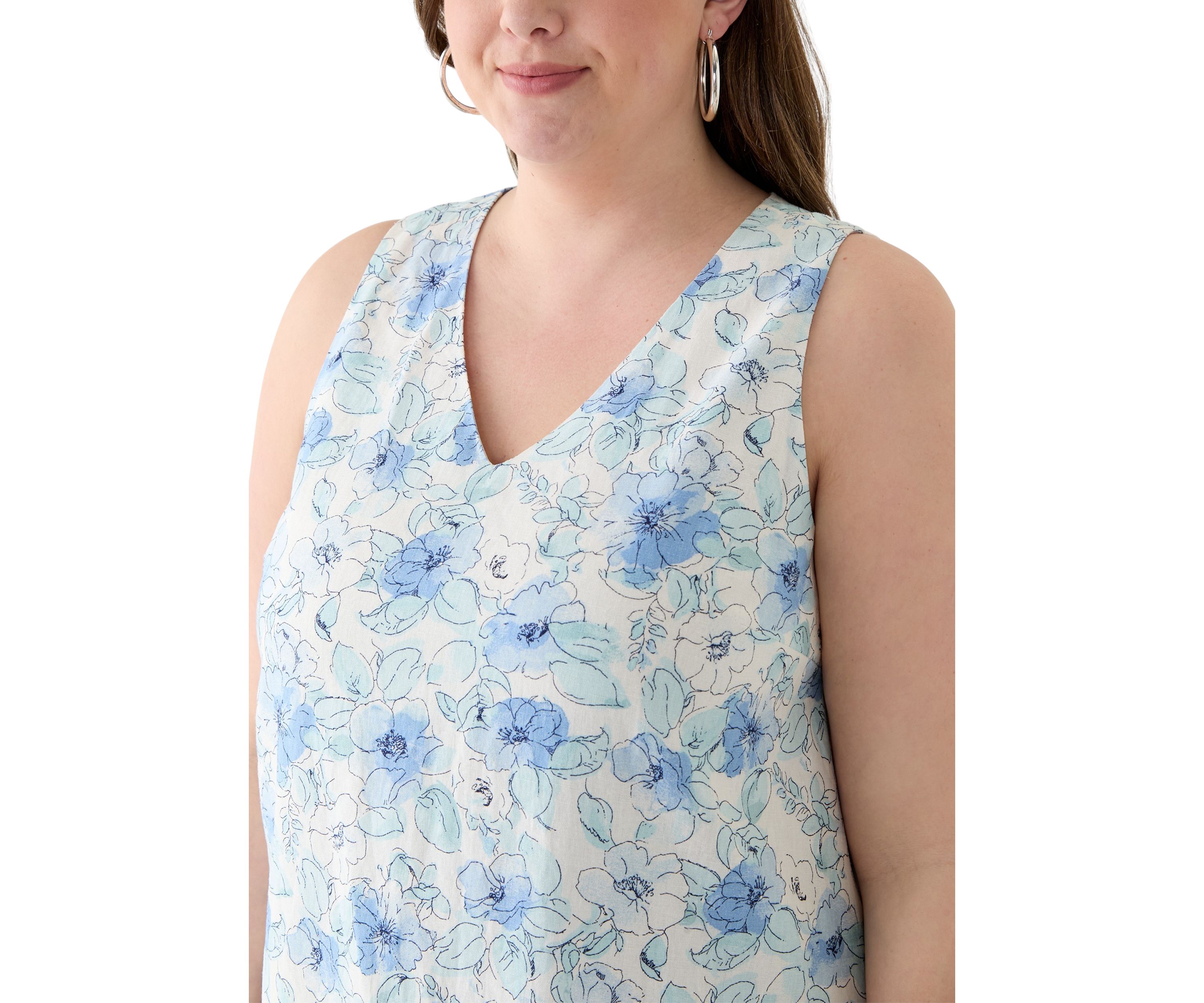 Plus Size Gina V-Neck Sleeveless Trapeze Woven Dress 