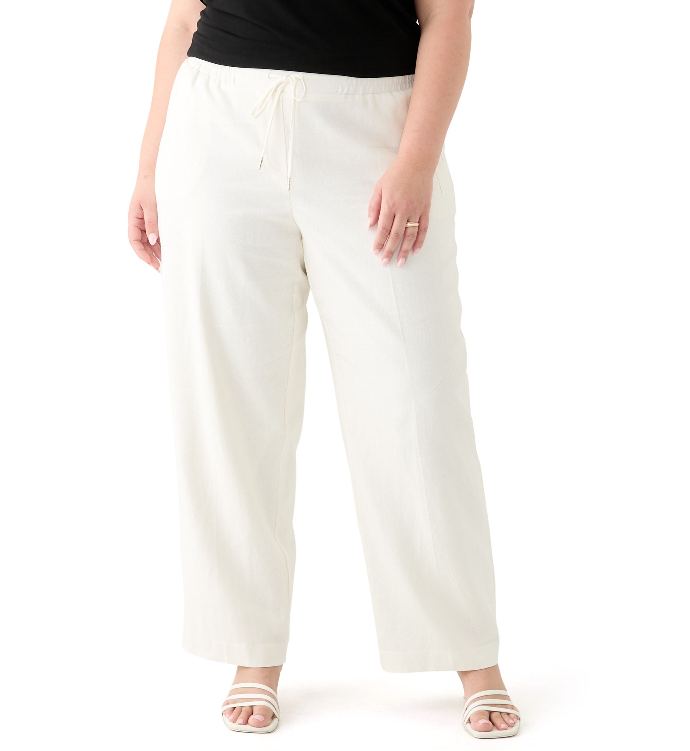 Plus Size D-String Welt Pocket Lined Pants 