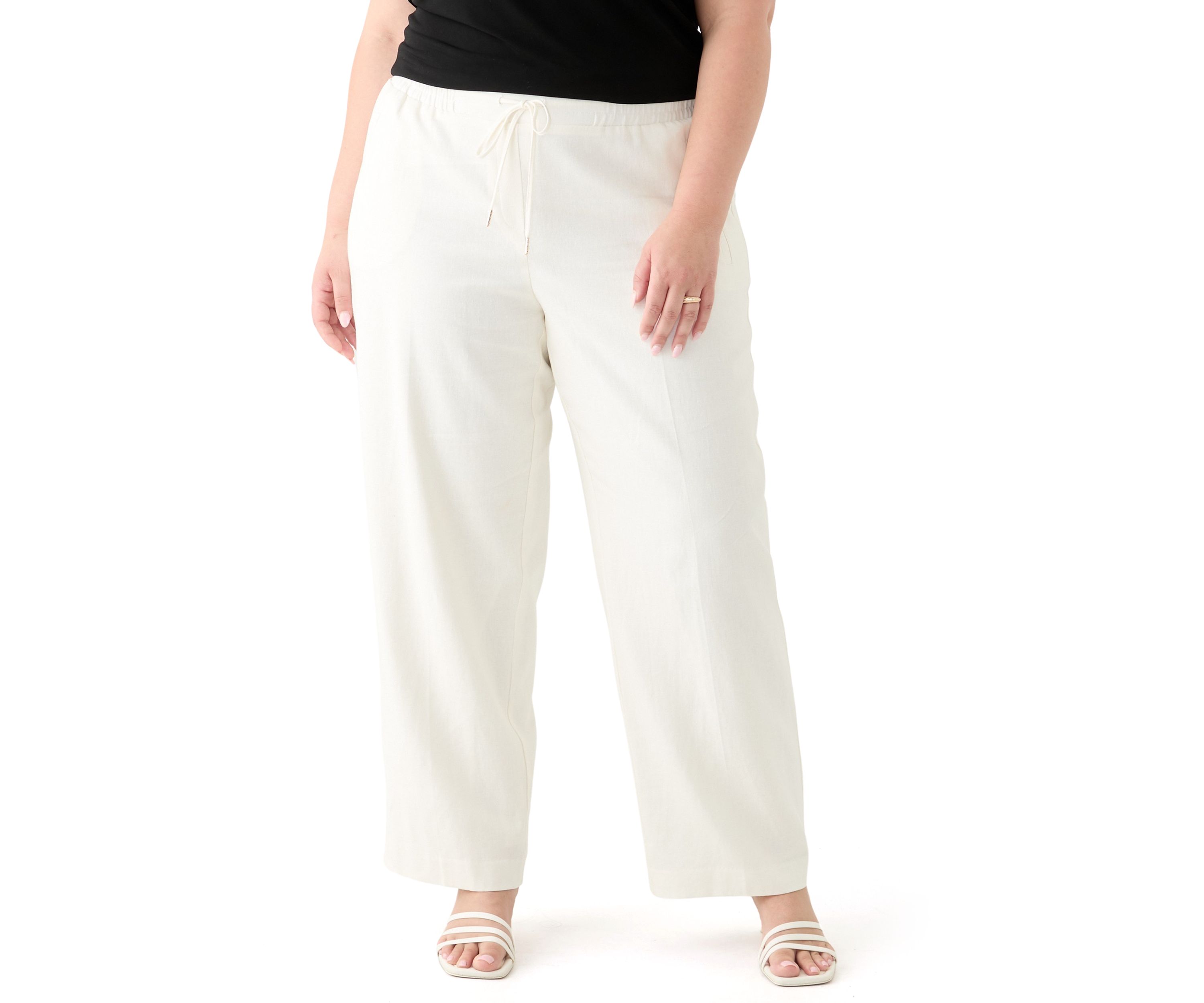 Plus Size D-String Welt Pocket Lined Pants 