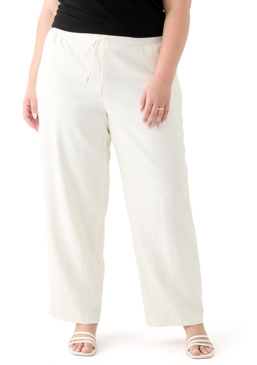 Plus Size D-String Welt Pocket Lined Pants 