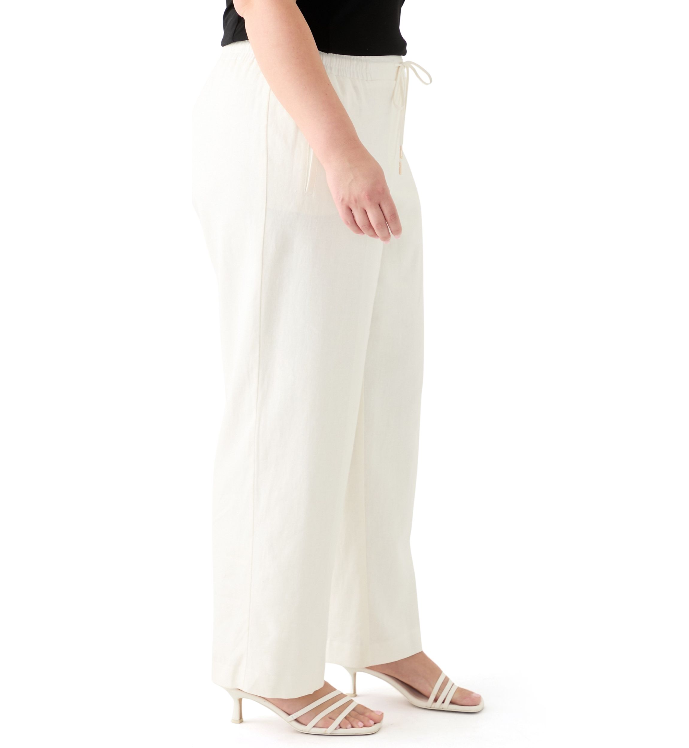 Plus Size D-String Welt Pocket Lined Pants 