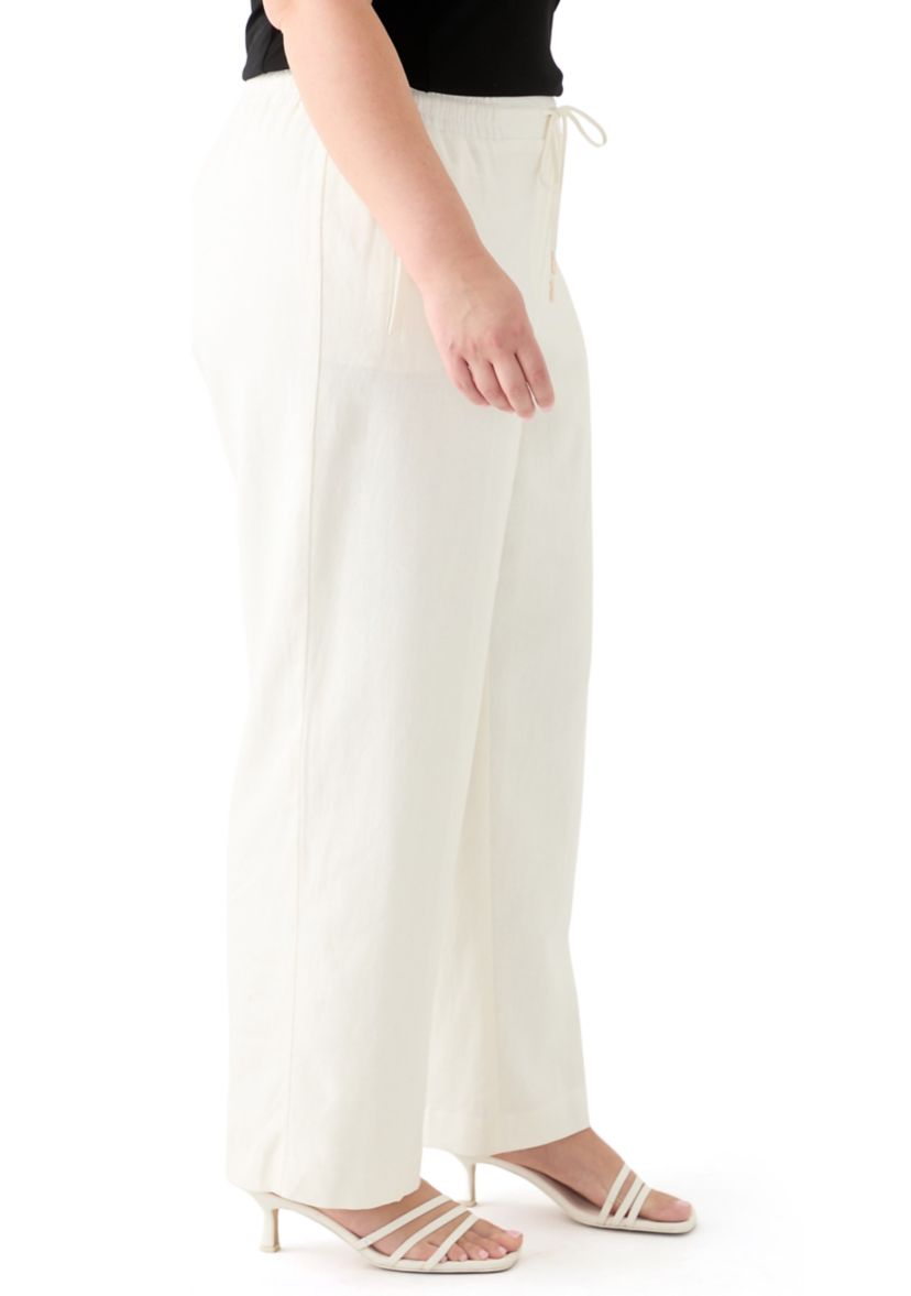 Plus Size D-String Welt Pocket Lined Pants 