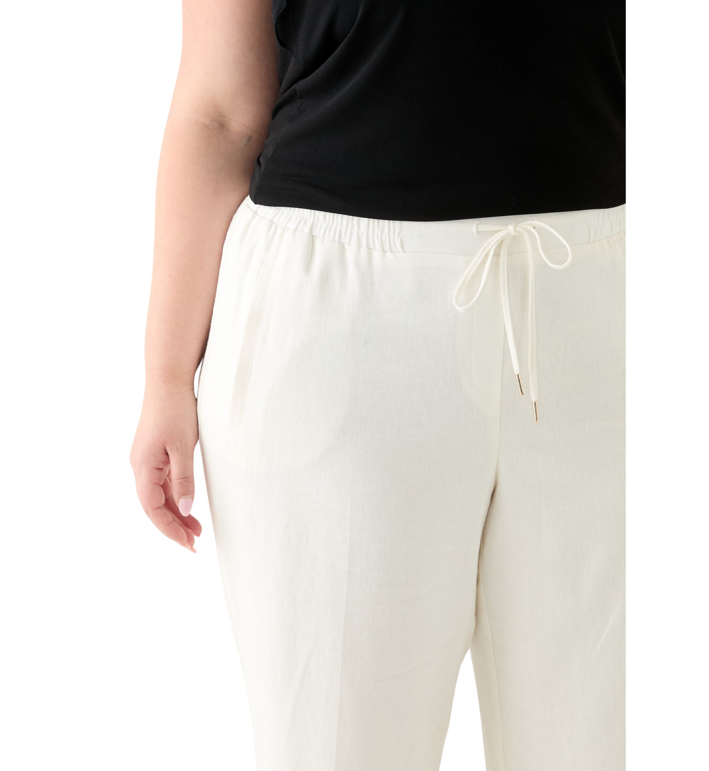 Plus Size D-String Welt Pocket Lined Pants 