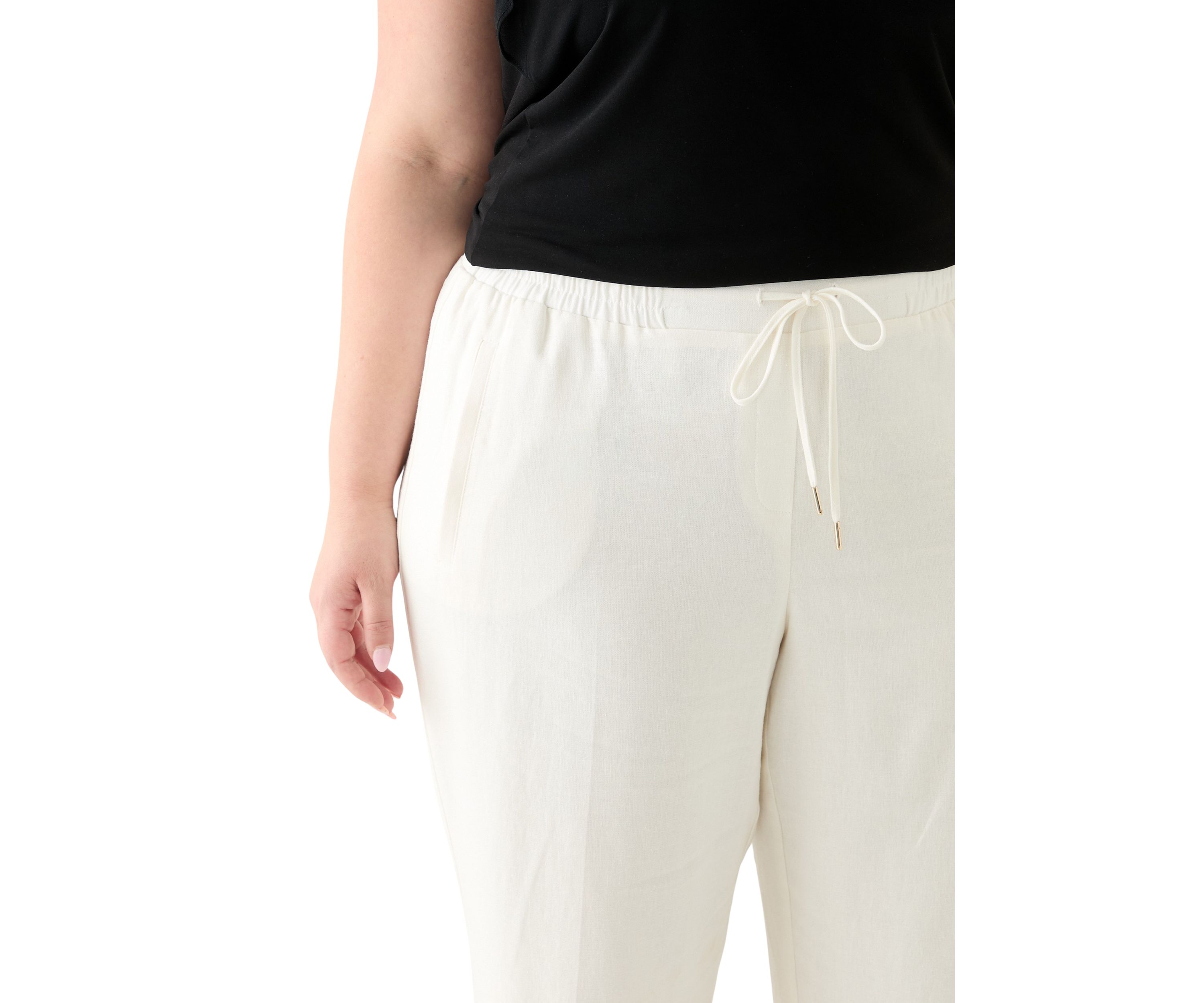 Plus Size D-String Welt Pocket Lined Pants 