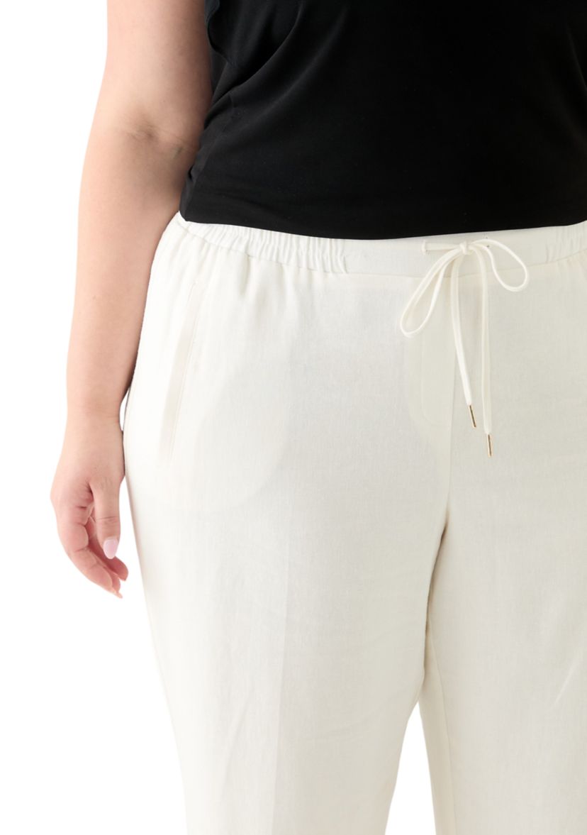 Plus Size D-String Welt Pocket Lined Pants 