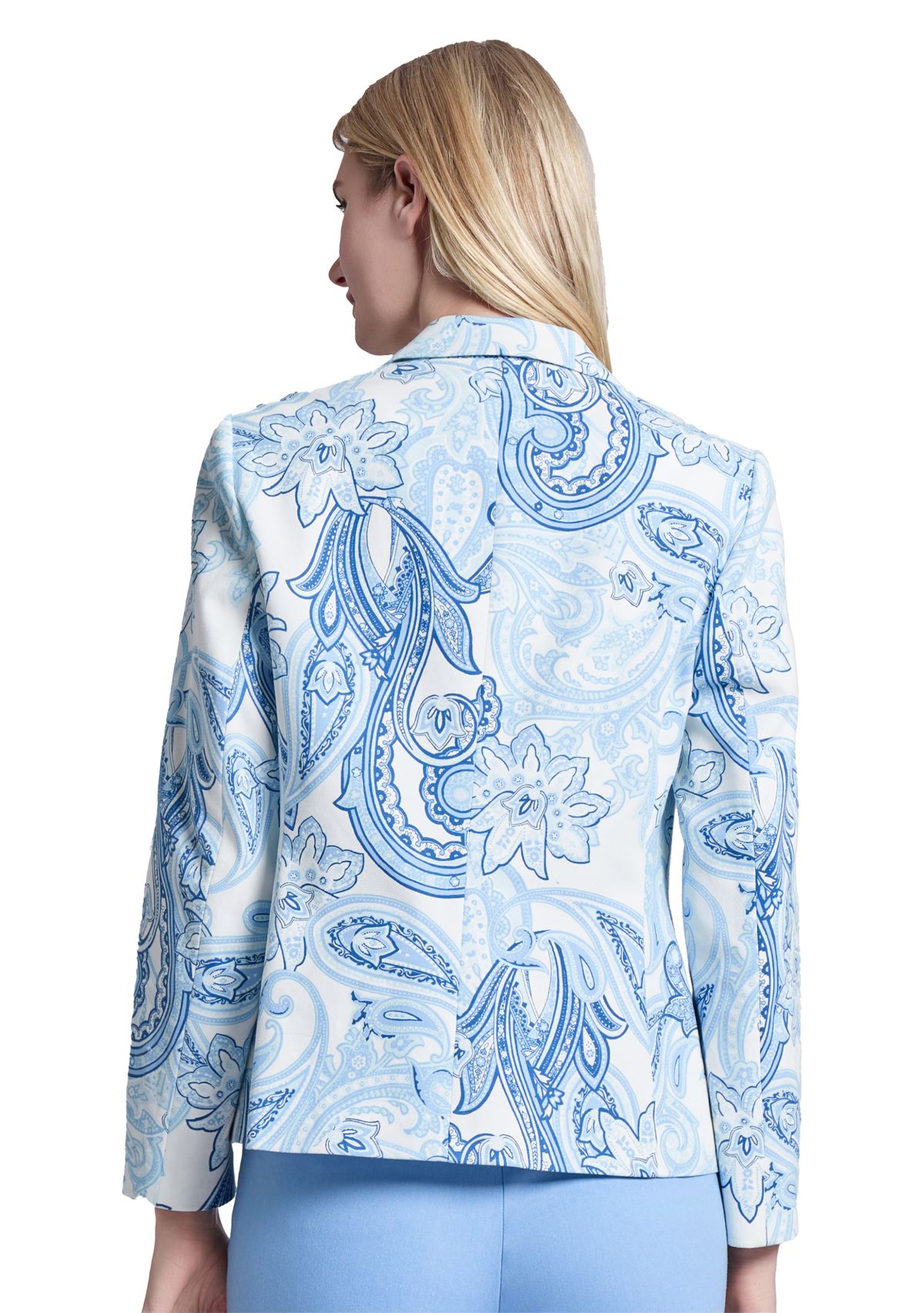 Womens Printed Woven Faux Double Breasted Jacket 