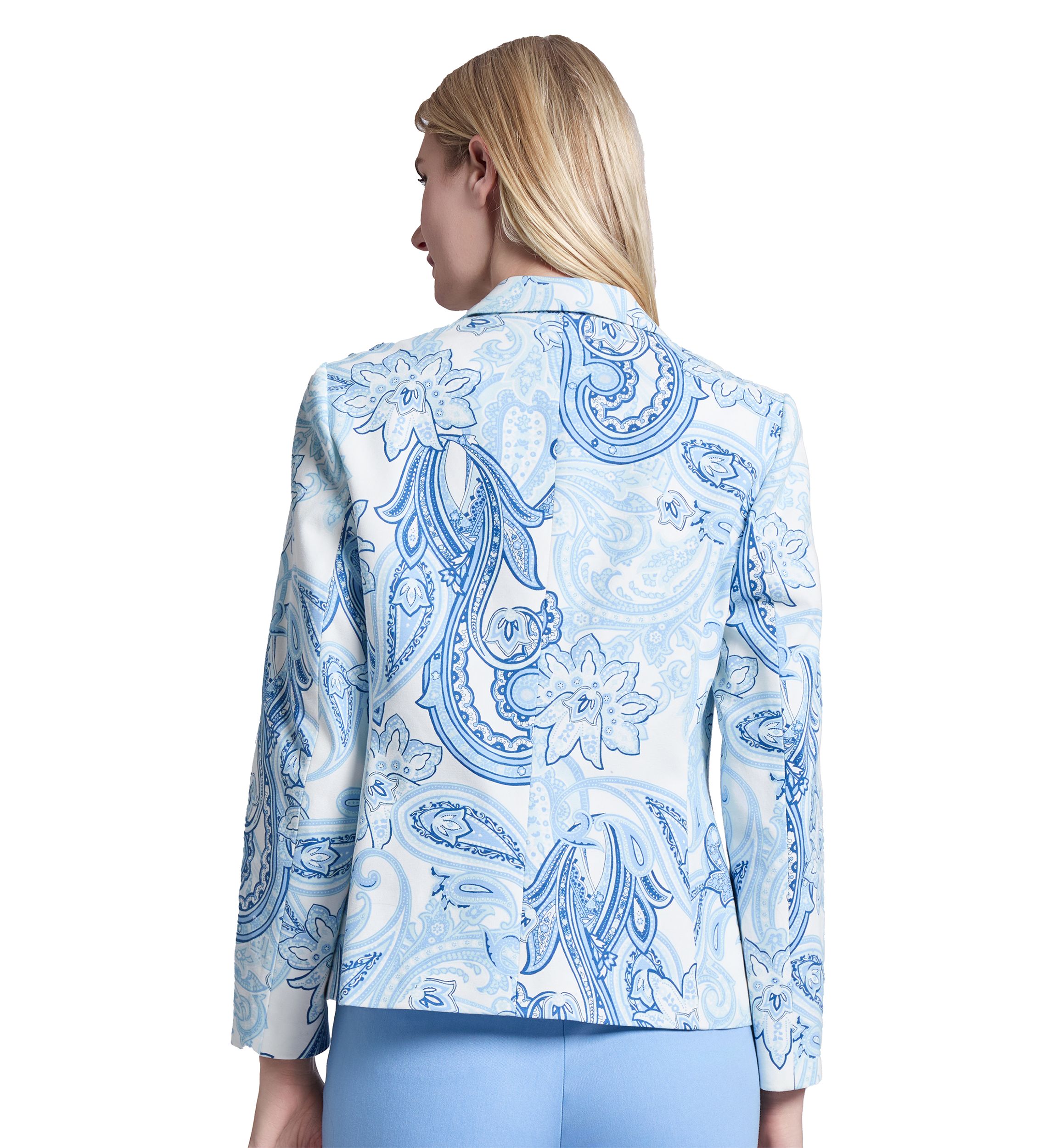 Womens Printed Woven Faux Double Breasted Jacket 