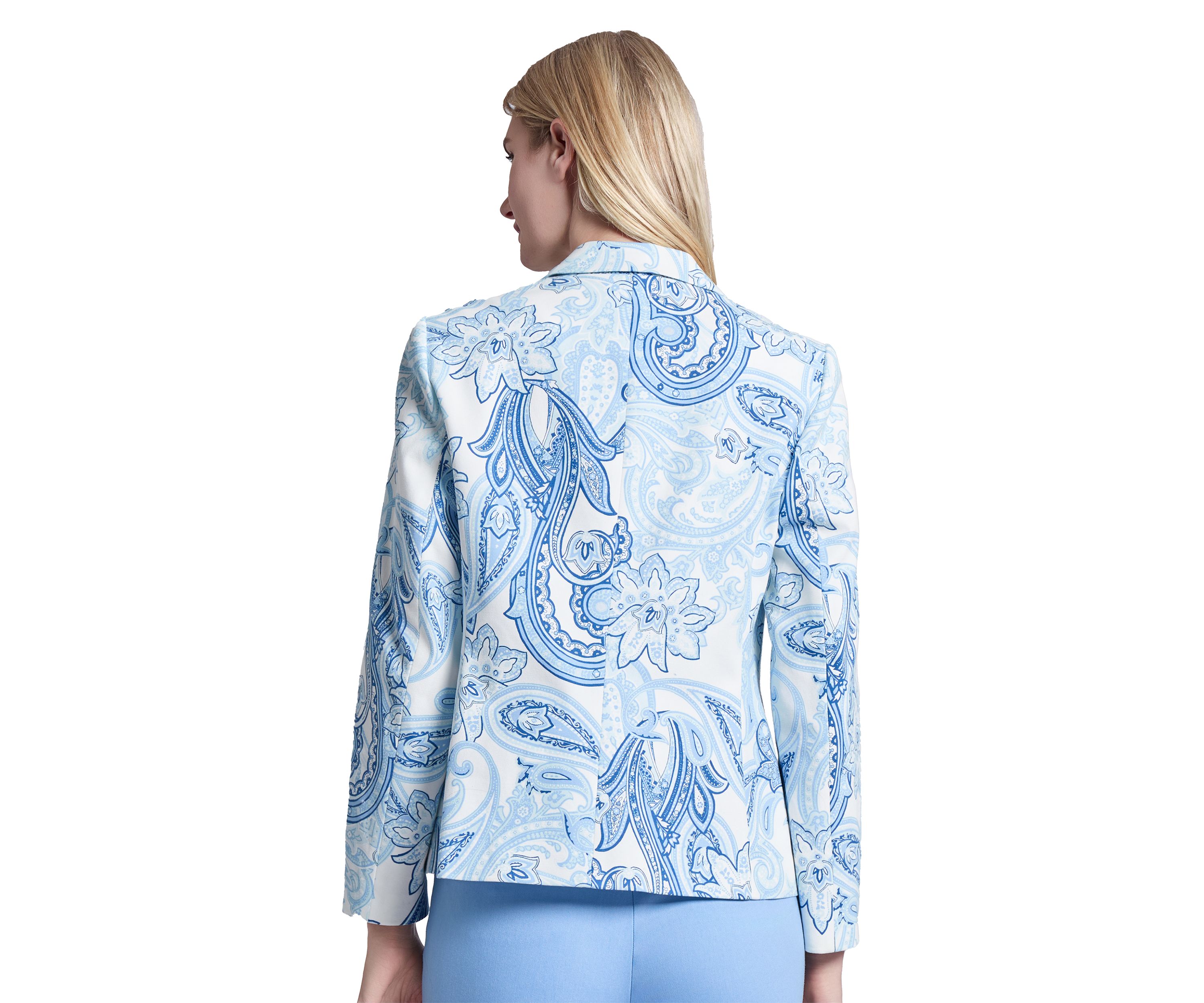 Womens Printed Woven Faux Double Breasted Jacket 