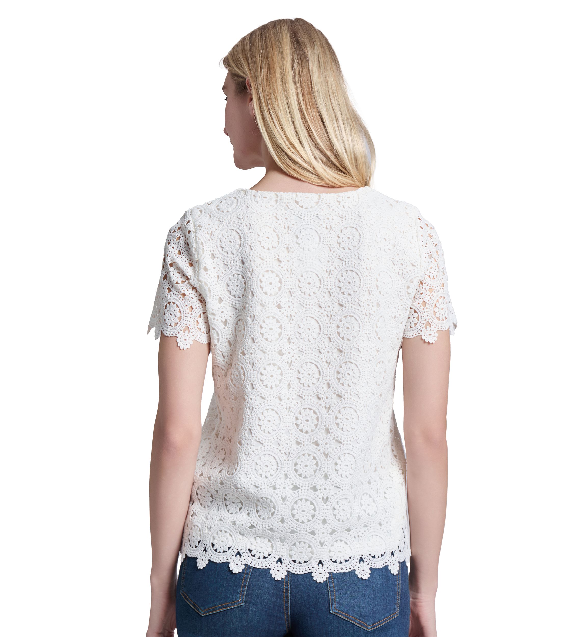Petite Short Sleeve Lace T-Shirt