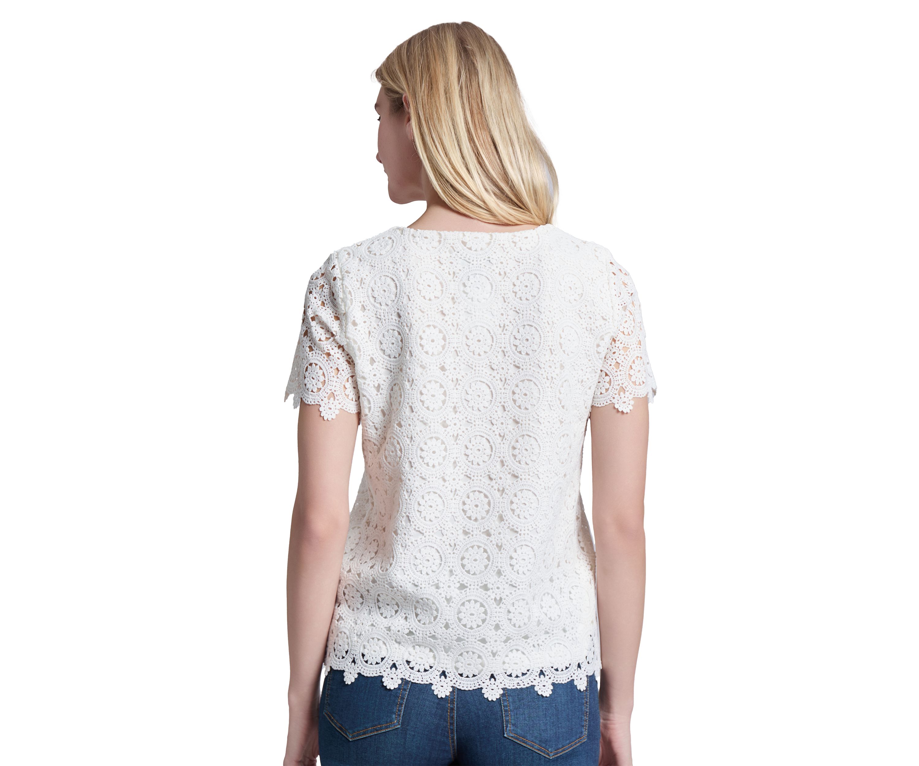 Petite Short Sleeve Lace T-Shirt