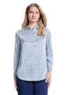 Womens Long Sleeve Side Button Popover Tunic Top
