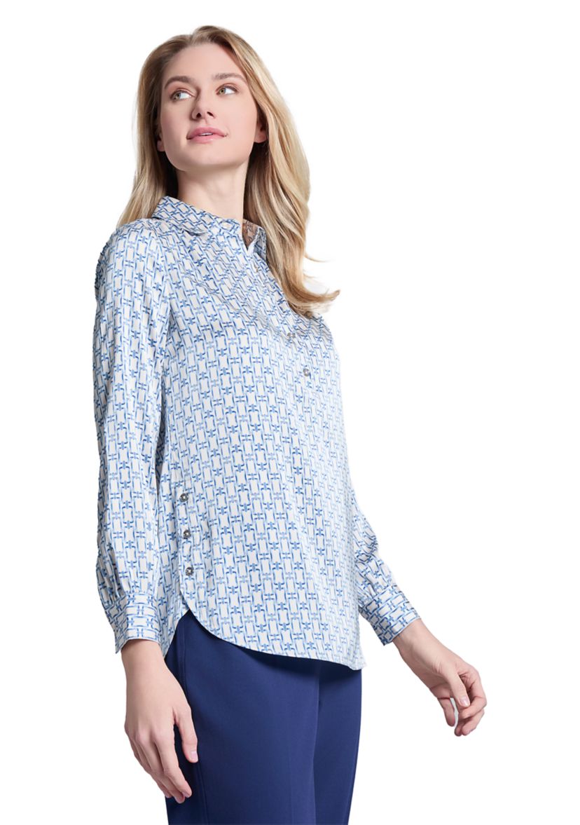 Womens Long Sleeve Side Button Popover Tunic Top