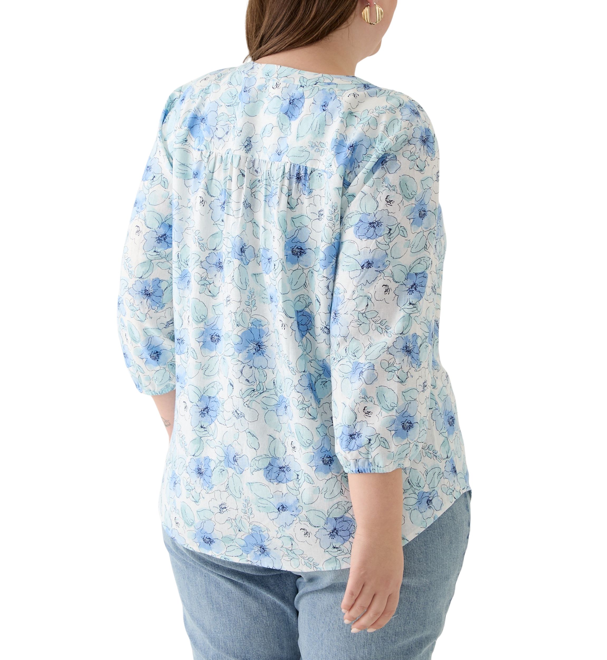 Plus Size 3/4 Sleeve Printed Top