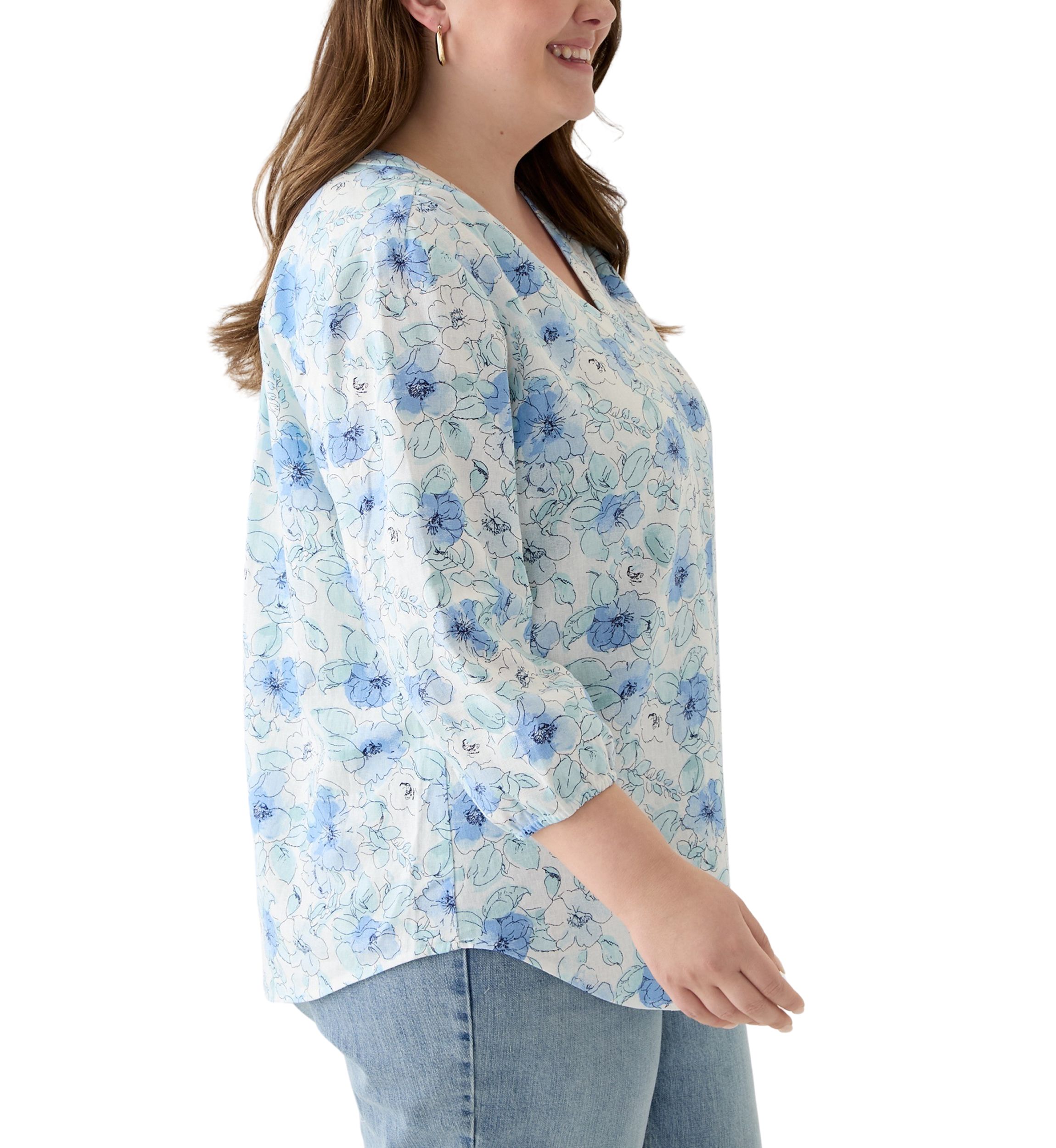 Plus Size 3/4 Sleeve Printed Top