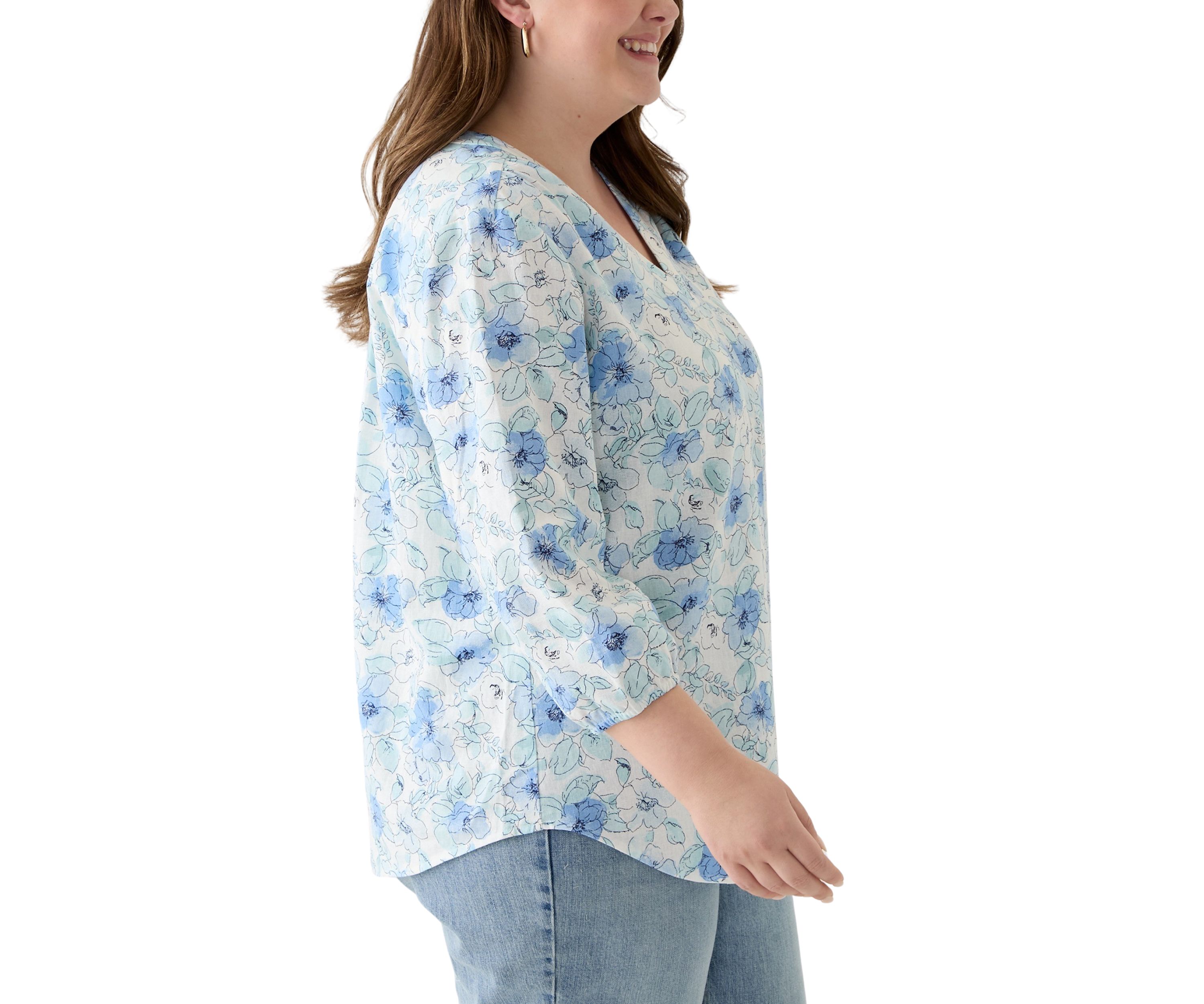 Plus Size 3/4 Sleeve Printed Top