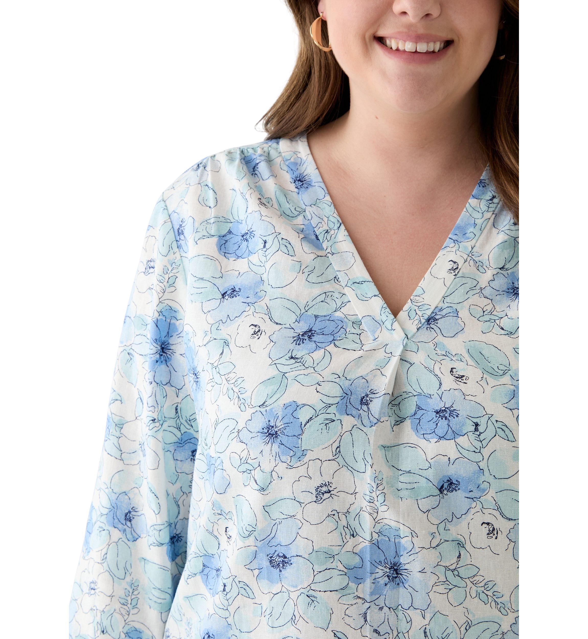 Plus Size 3/4 Sleeve Printed Top