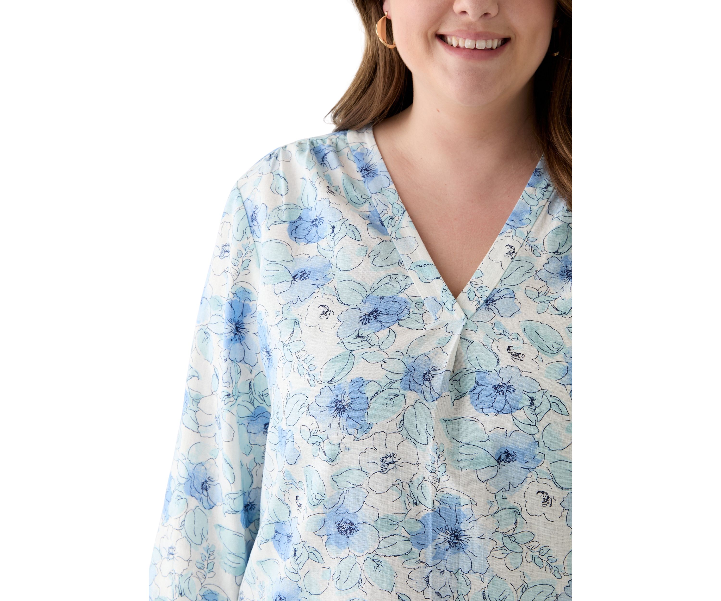 Plus Size 3/4 Sleeve Printed Top