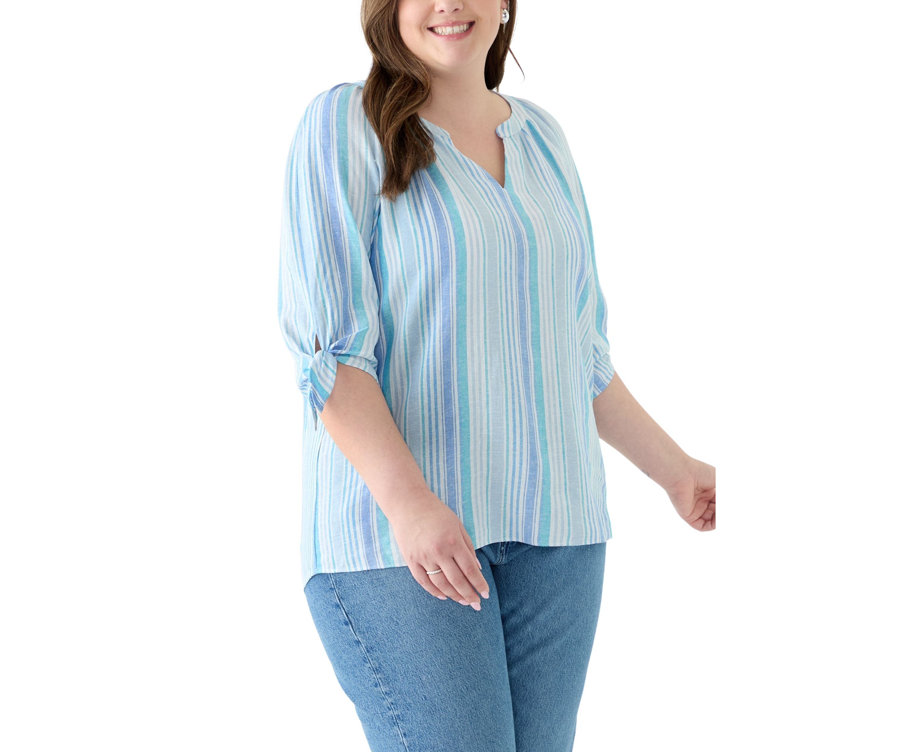 Plus Size Elbow Sleeve Raglan Blouse